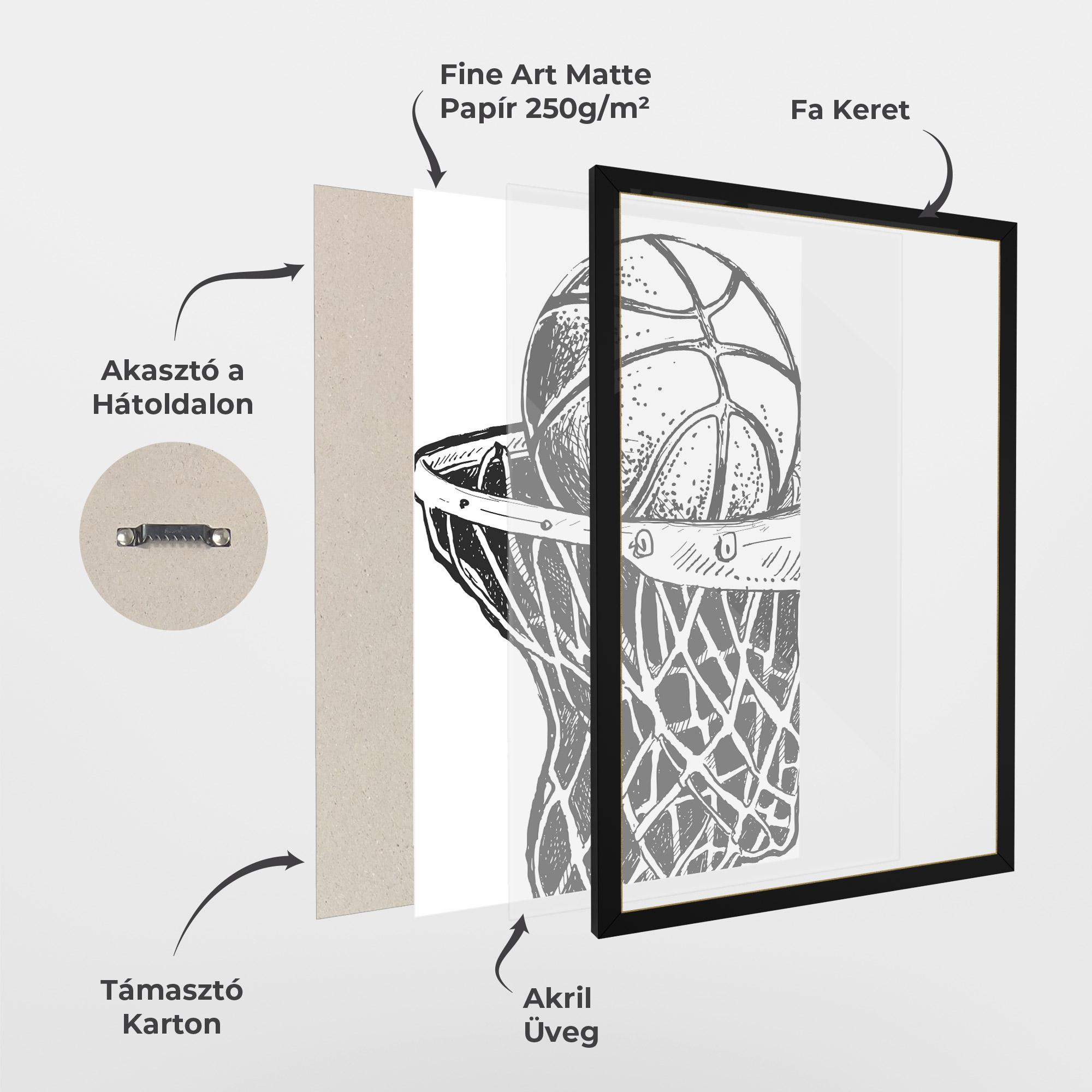 Keretezett Poszter Basketball Grey Hoop mockup 1
