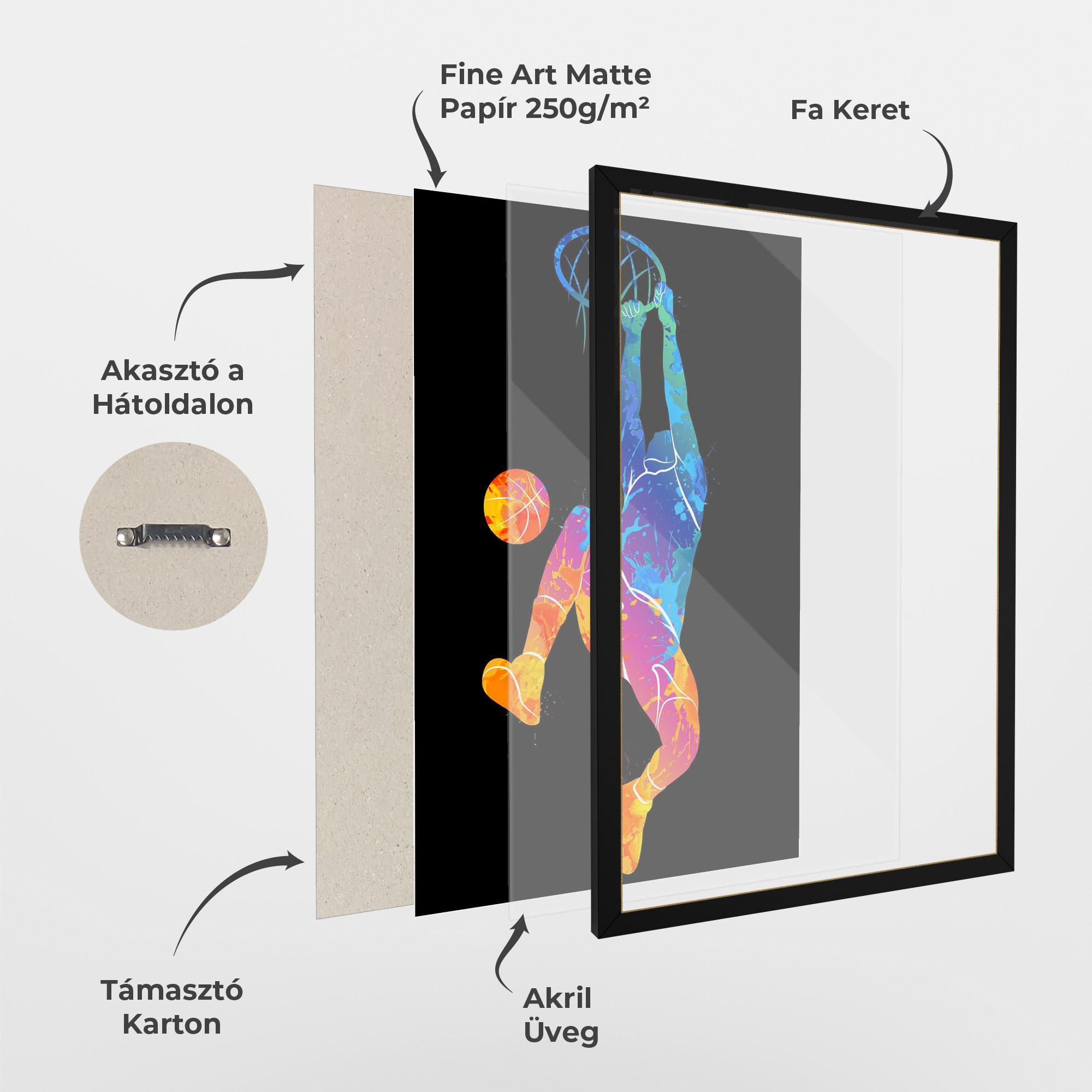 Keretezett Poszter Blue Basket Hoop mockup 1