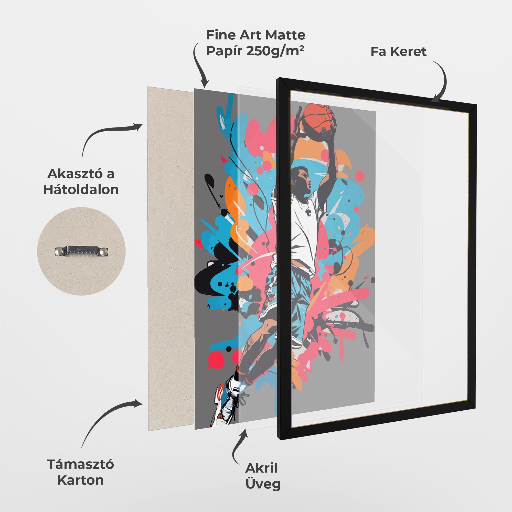 Keretezett Poszter Blue Red Basket mockup 1