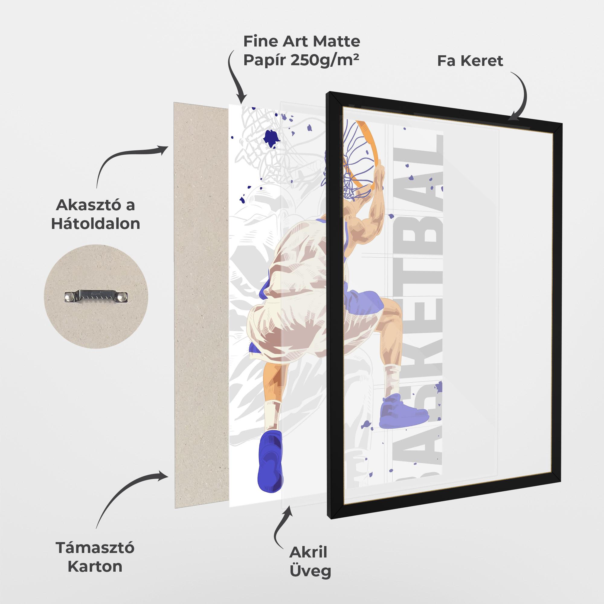 Keretezett Poszter Grey Basketball mockup 1