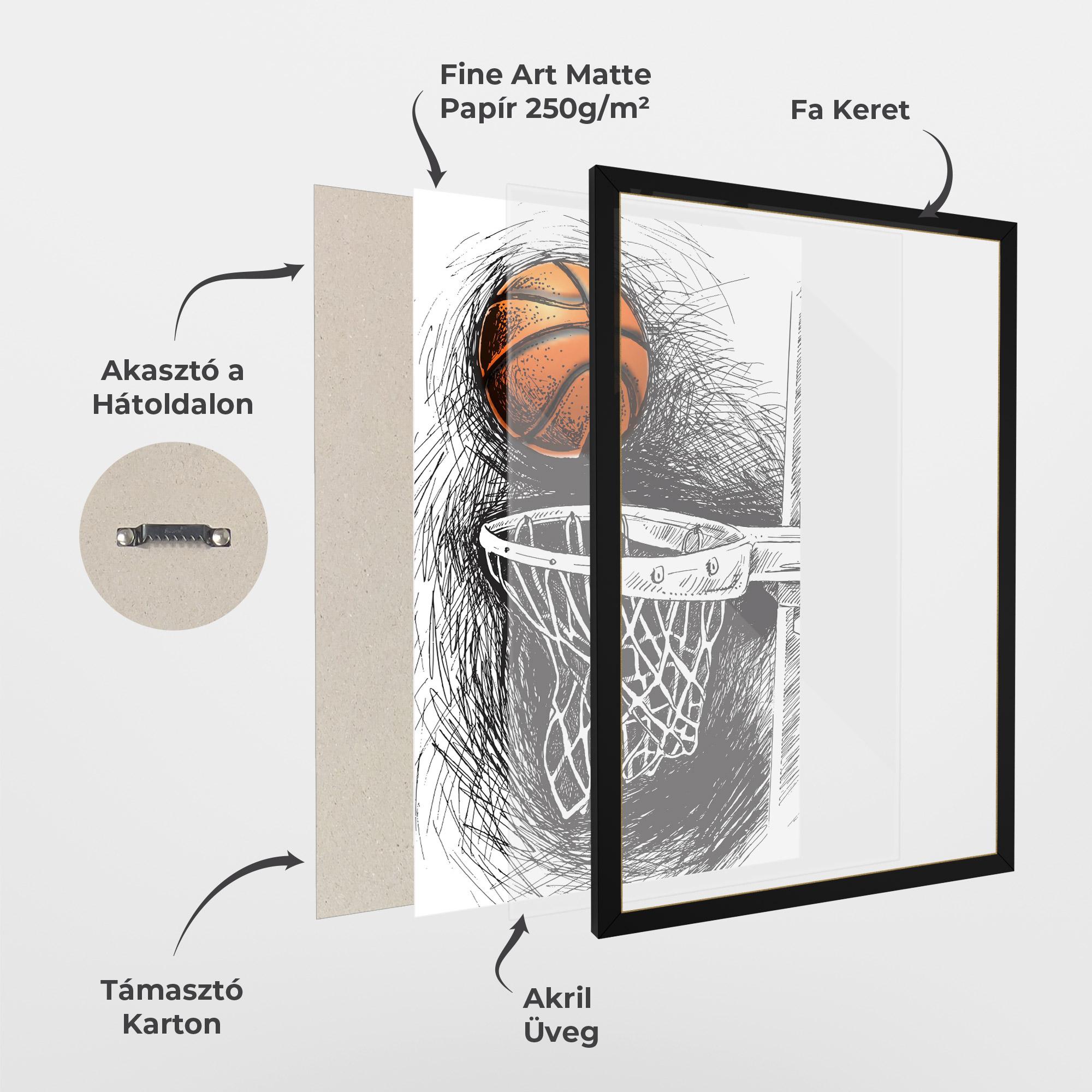 Keretezett Poszter Grey Line Basket mockup 1