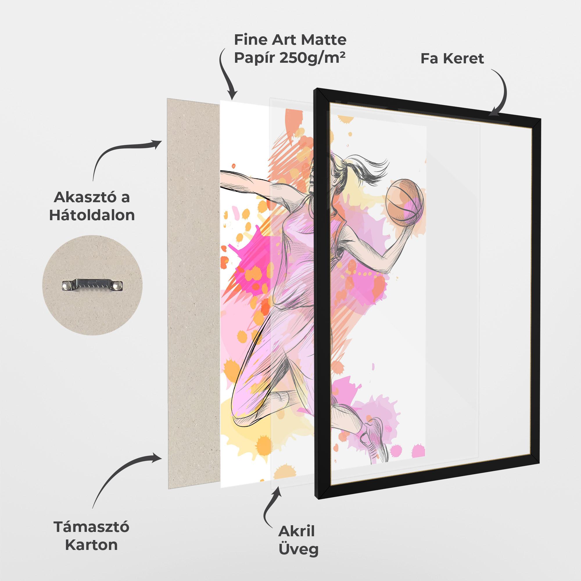 Keretezett Poszter Pink Basket Player mockup 1