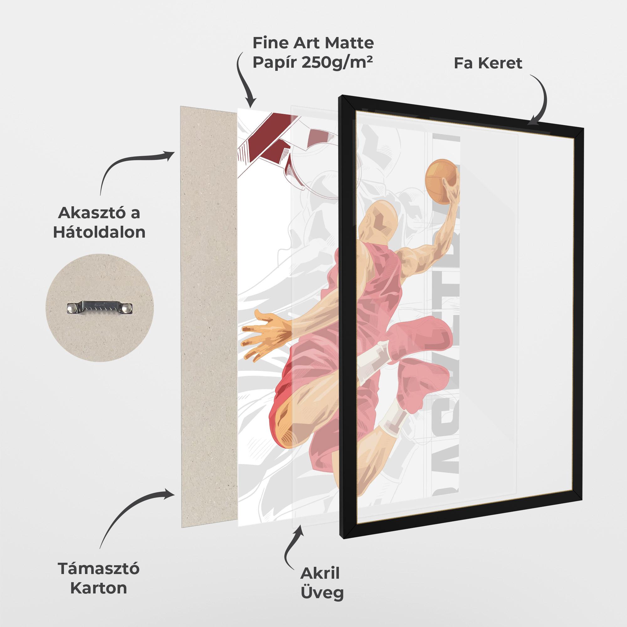 Keretezett Poszter Pink Basketball mockup 1