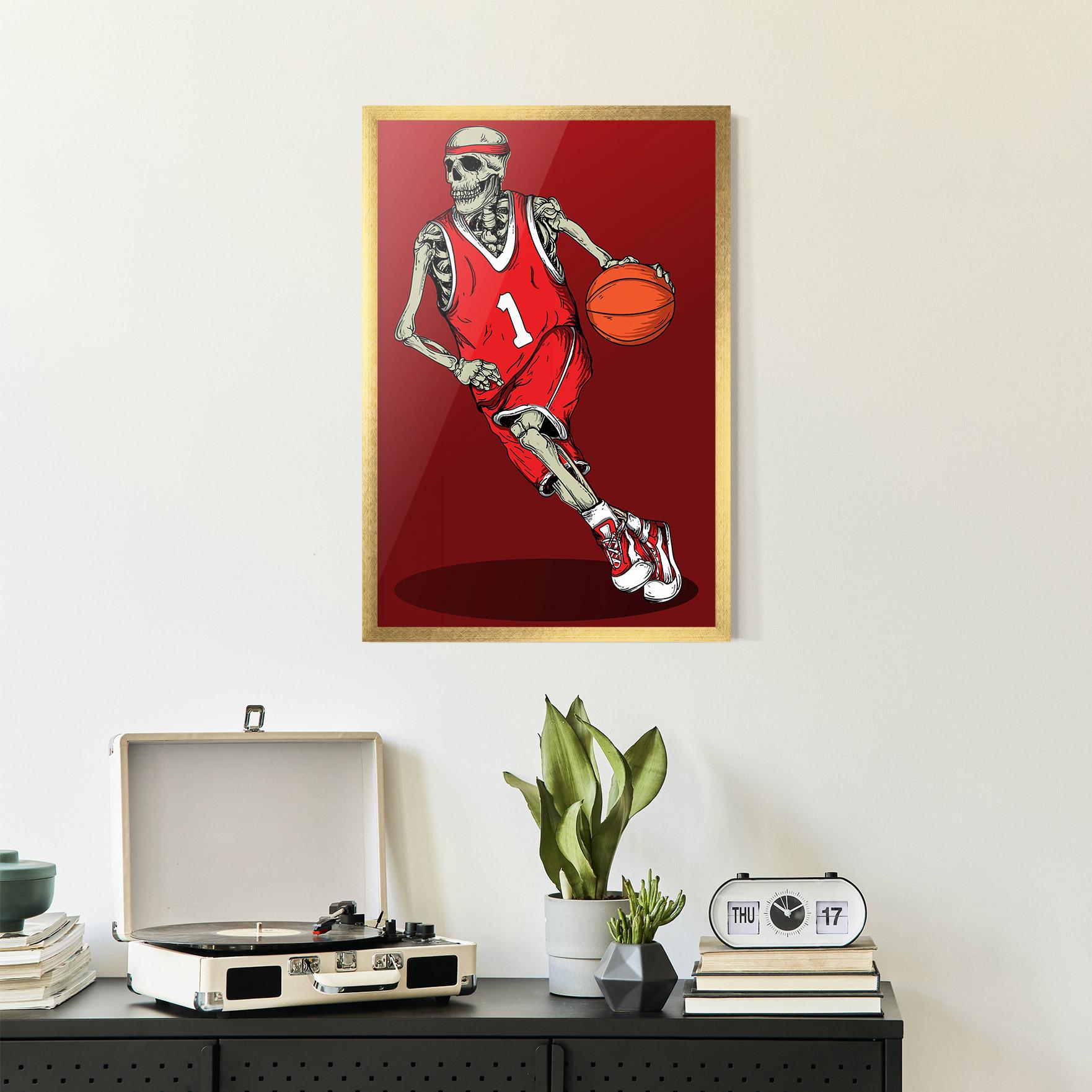 Keretezett Poszter Basketball Skull mockup 2