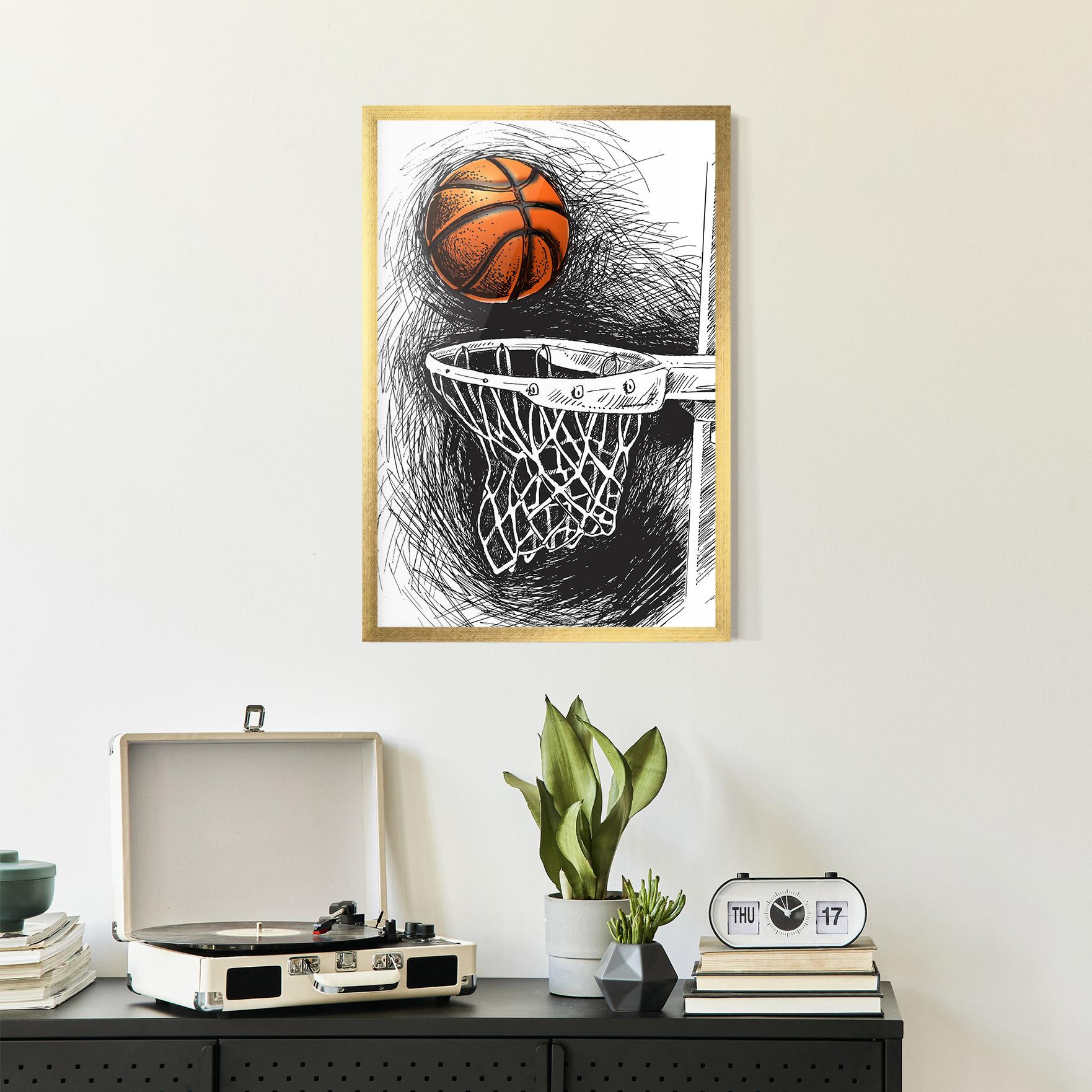 Keretezett Poszter Grey Line Basket mockup 2