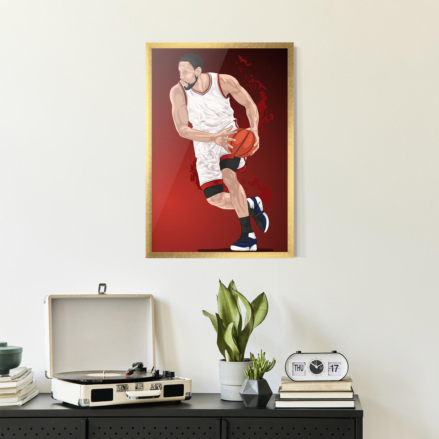 Keretezett Poszter Red Fire Basket mockup 2