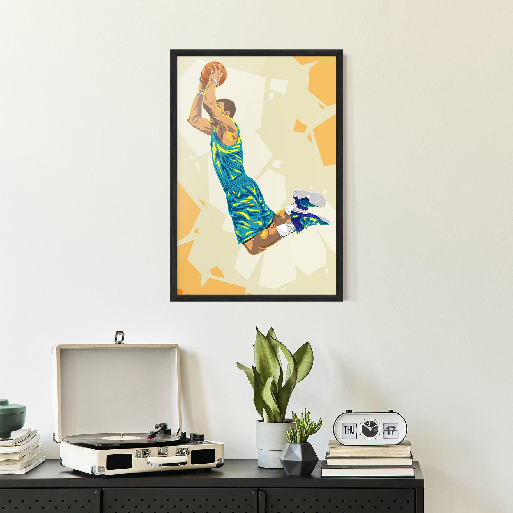 Keretezett Poszter Basketball Dunk Pose mockup 2