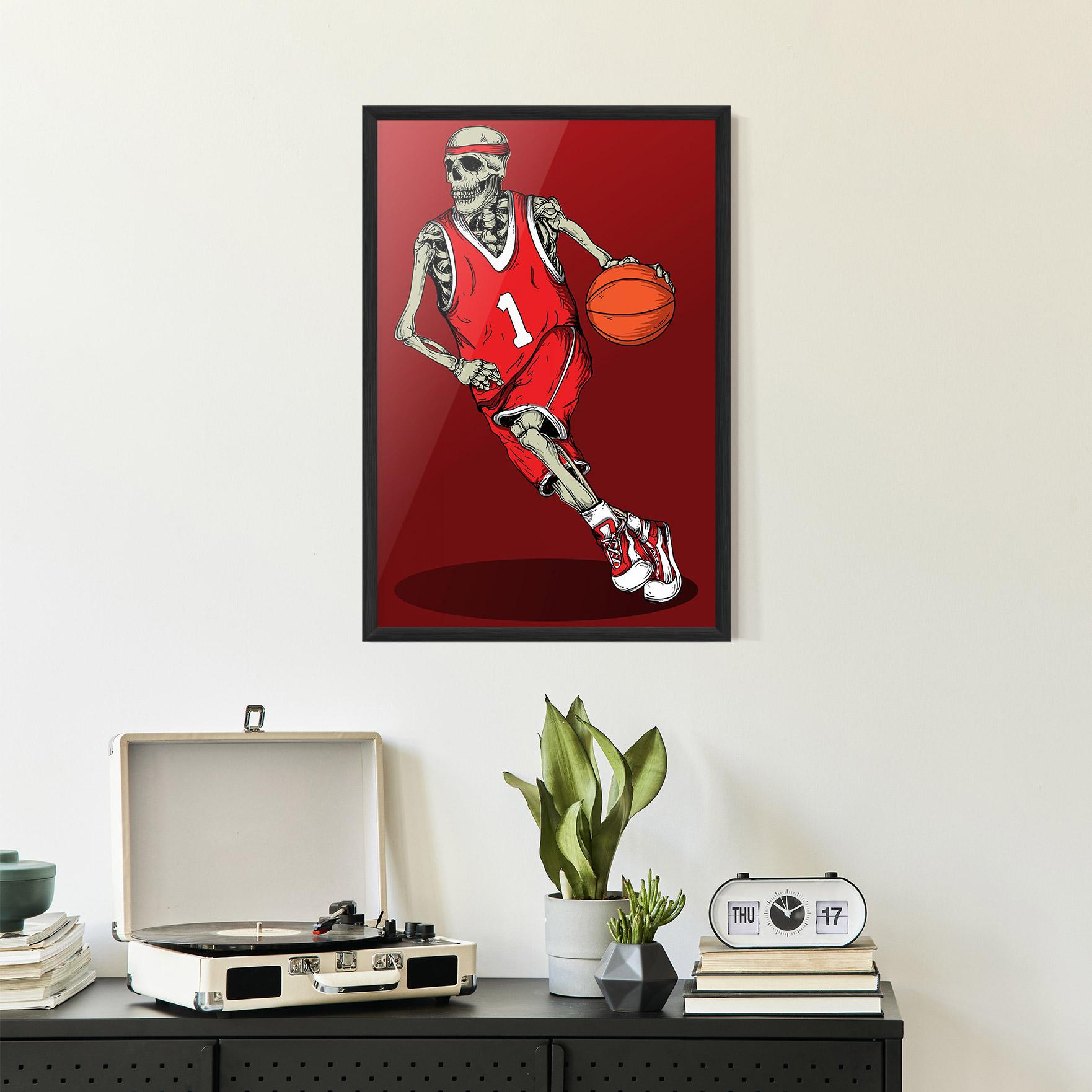 Keretezett Poszter Basketball Skull mockup 2