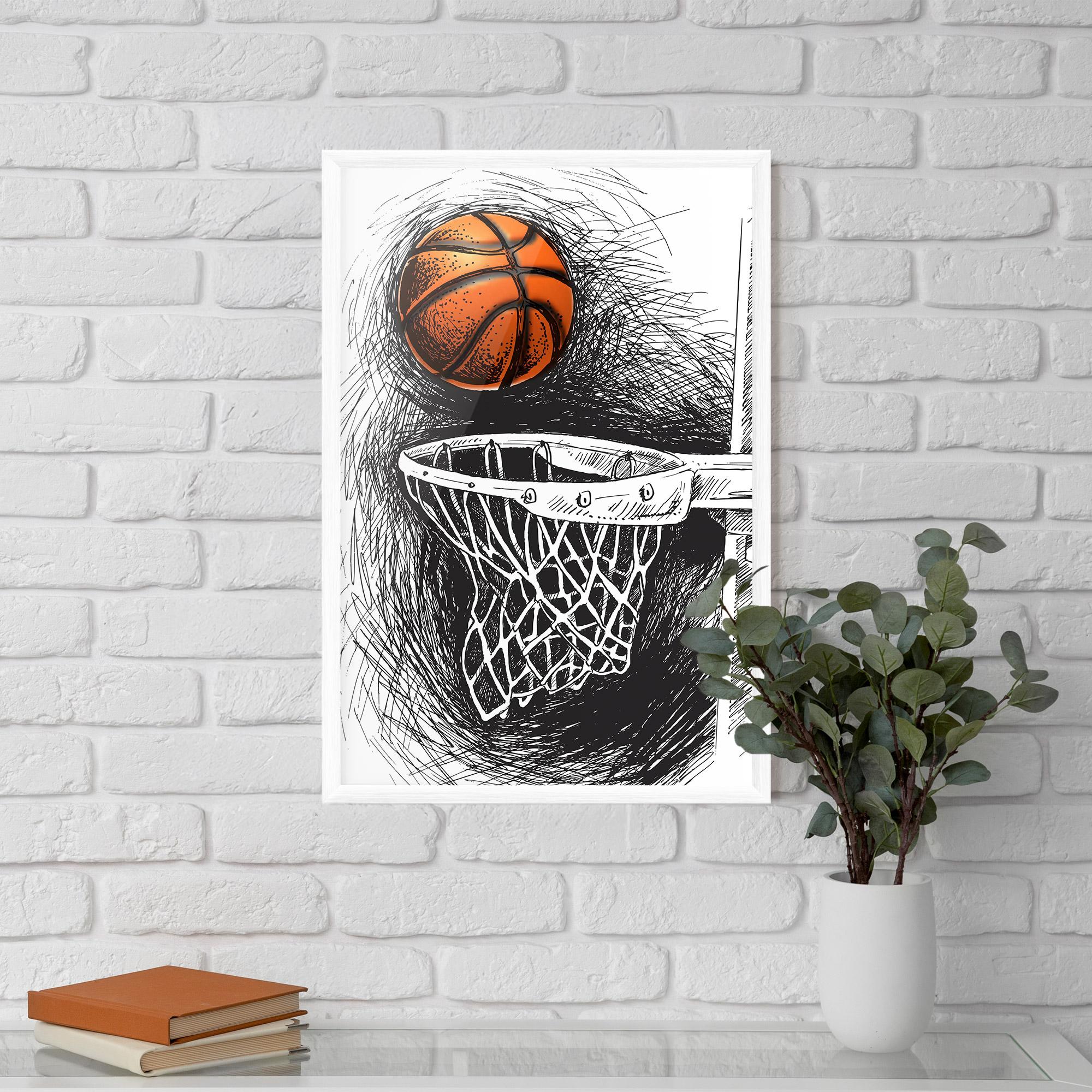 Keretezett Poszter Grey Line Basket mockup 5