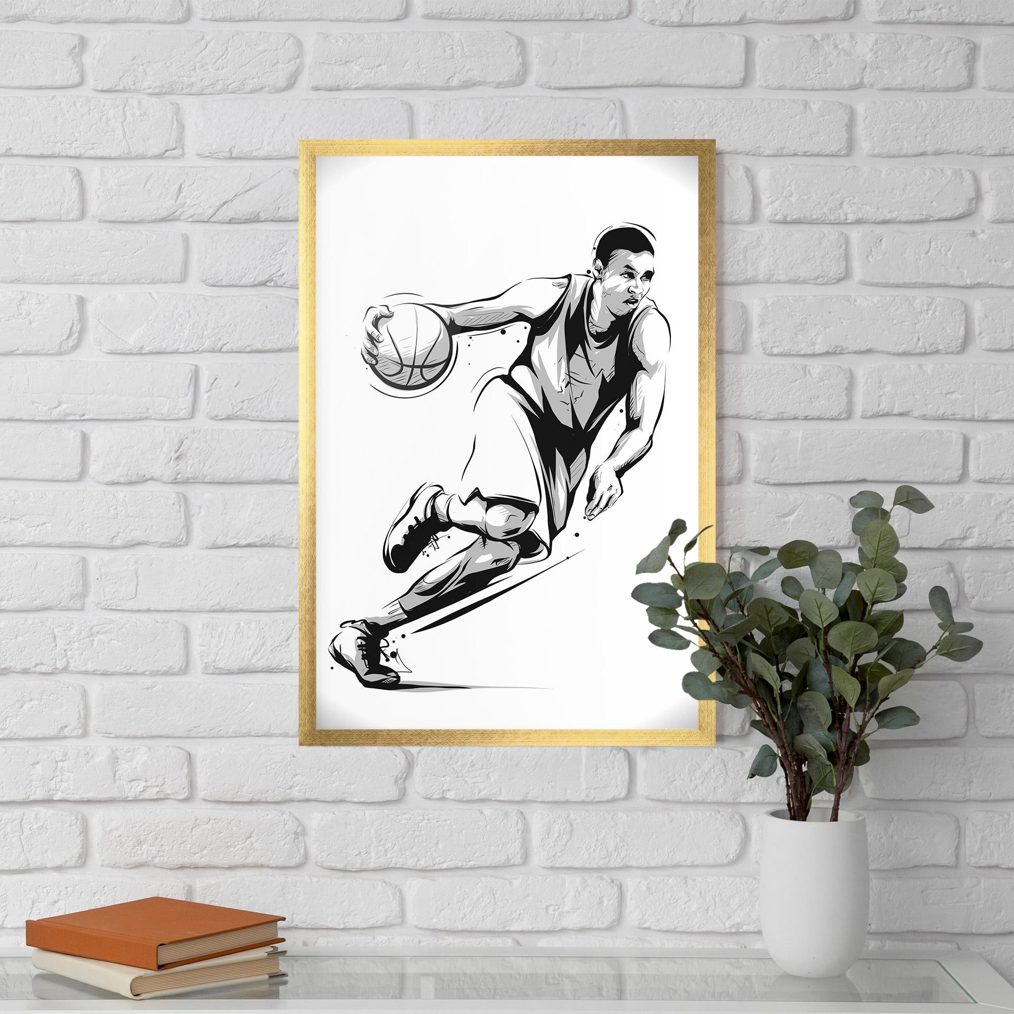 Keretezett Poszter Basketball Player Line mockup 5