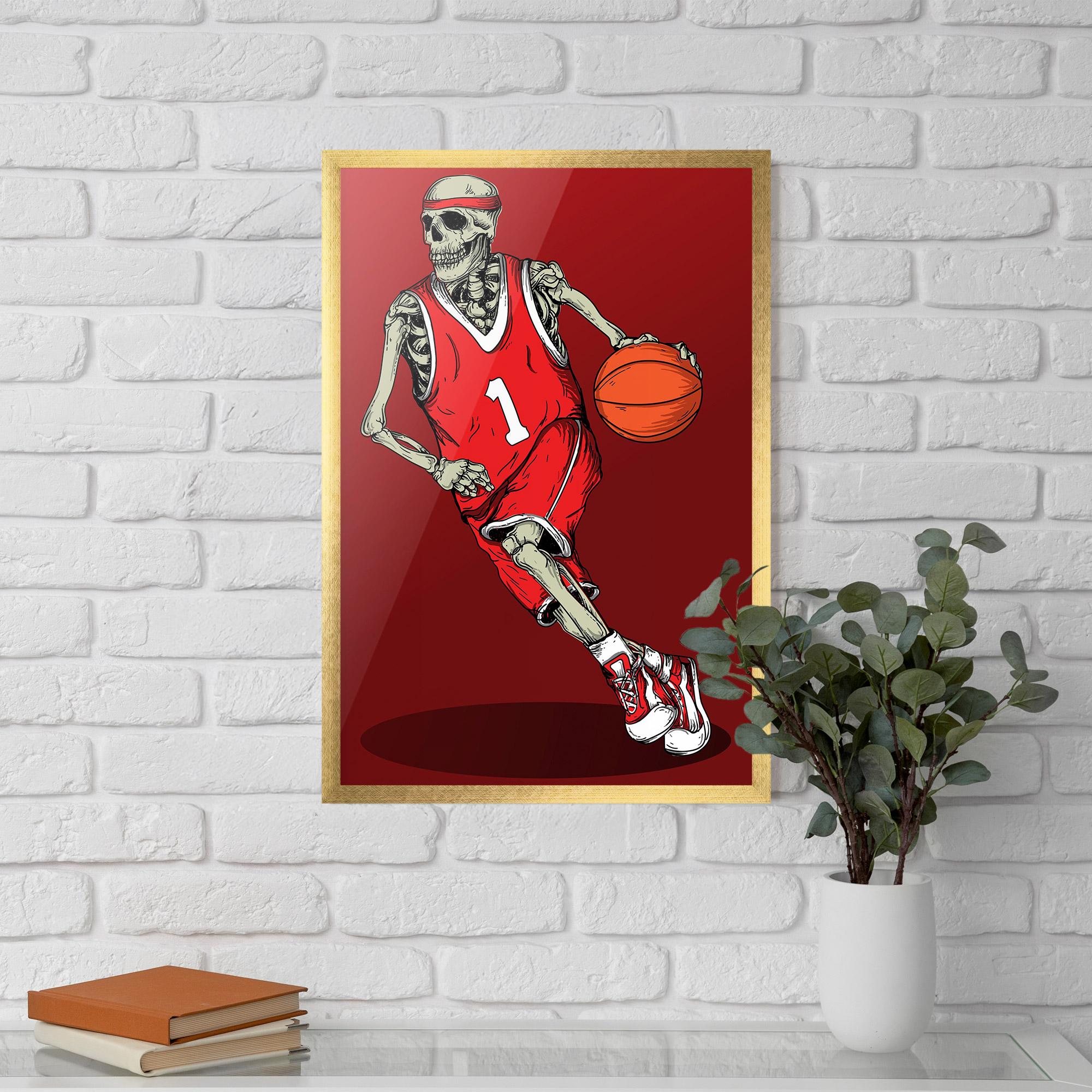 Keretezett Poszter Basketball Skull mockup 5