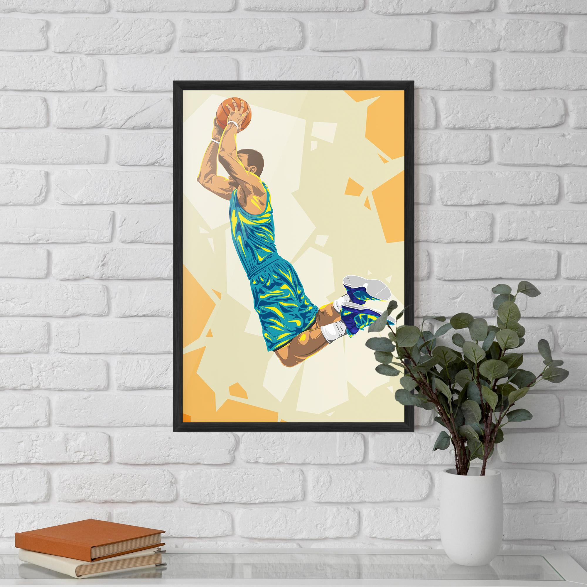 Keretezett Poszter Basketball Dunk Pose mockup 5