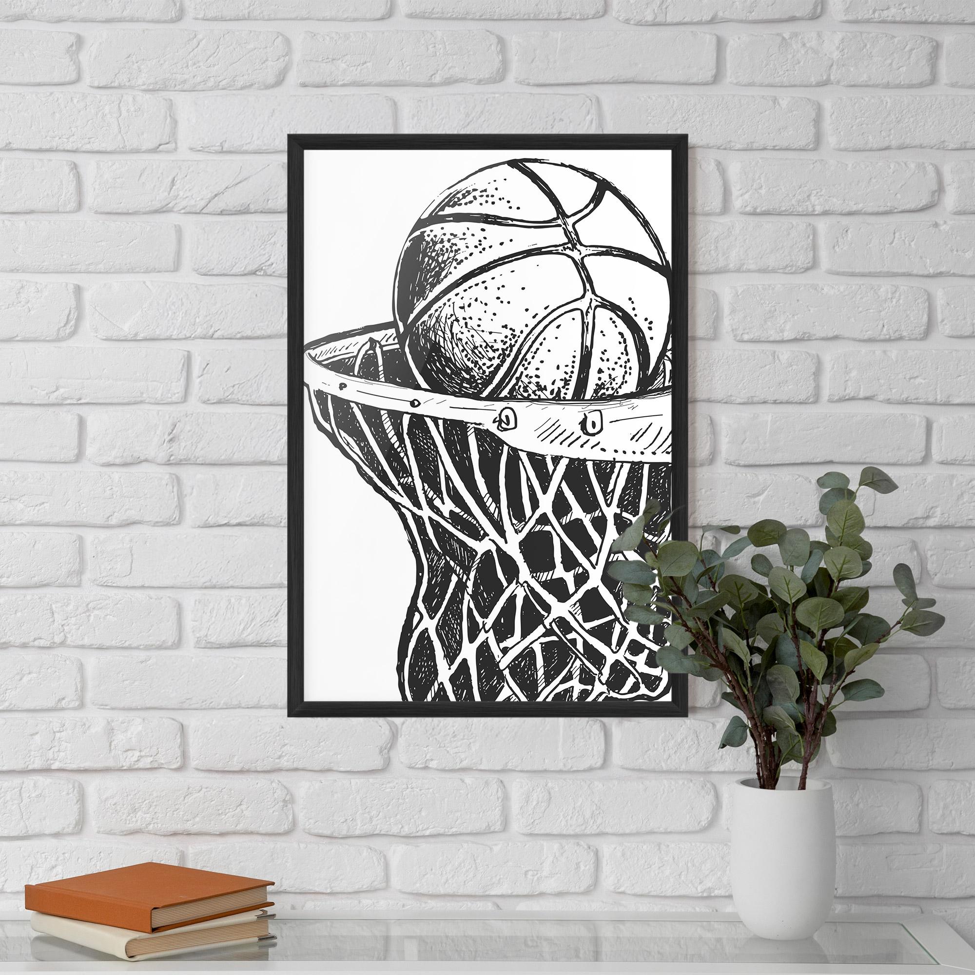 Keretezett Poszter Basketball Grey Hoop mockup 5