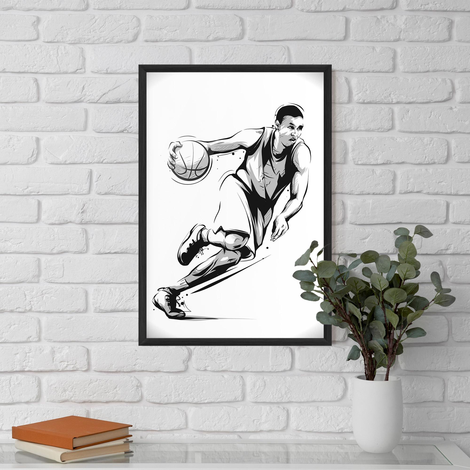 Keretezett Poszter Basketball Player Line mockup 5