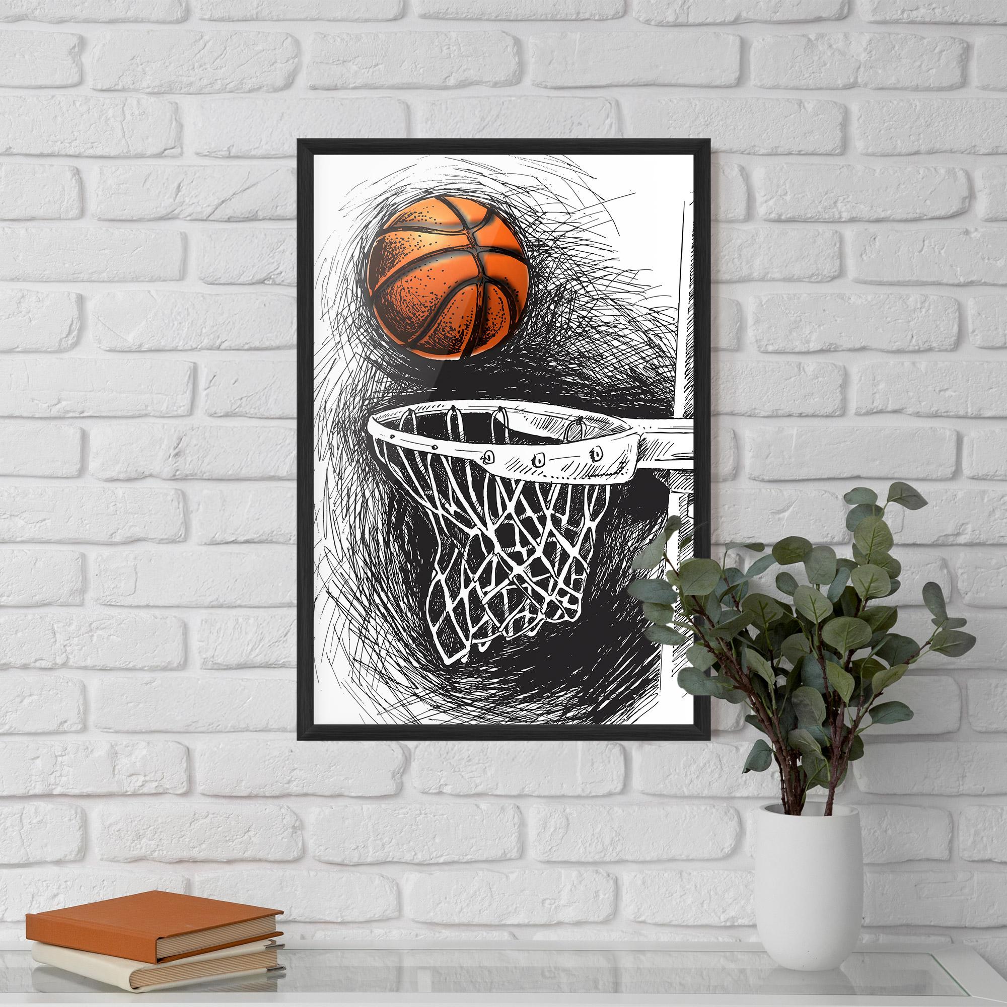 Keretezett Poszter Grey Line Basket mockup 5