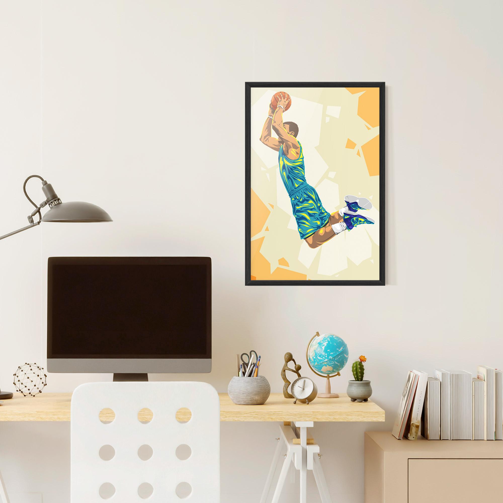 Keretezett Poszter Basketball Dunk Pose mockup 6