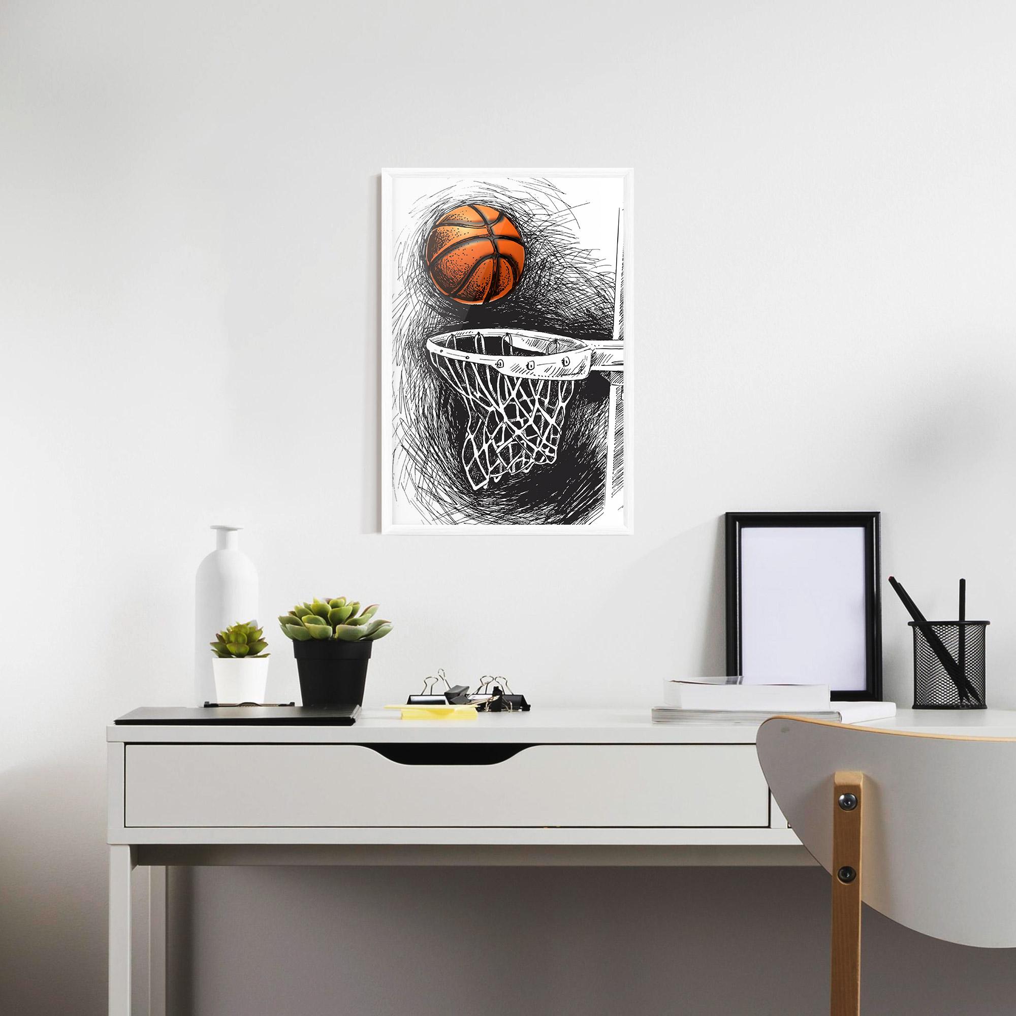 Keretezett Poszter Grey Line Basket mockup 7