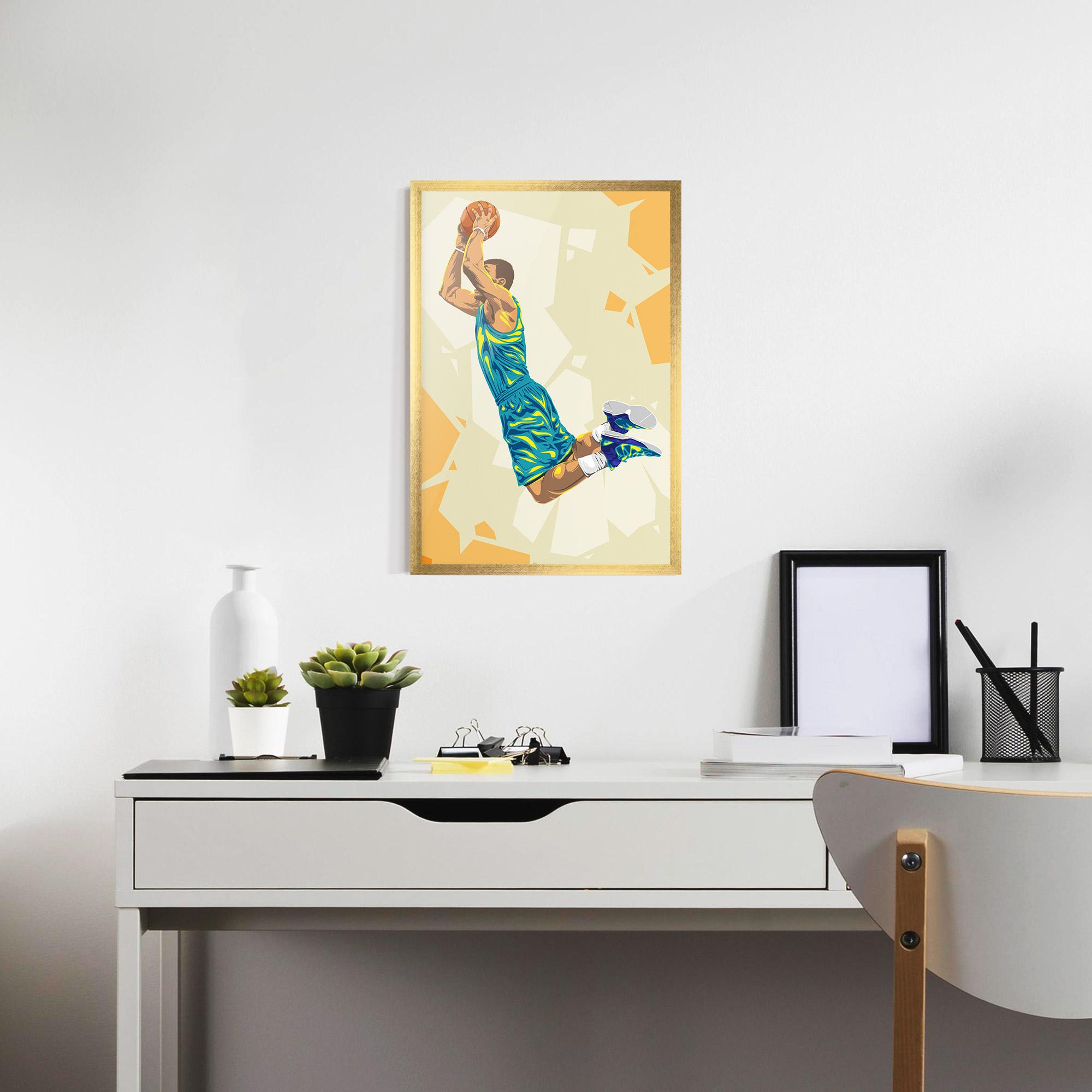 Keretezett Poszter Basketball Dunk Pose mockup 7