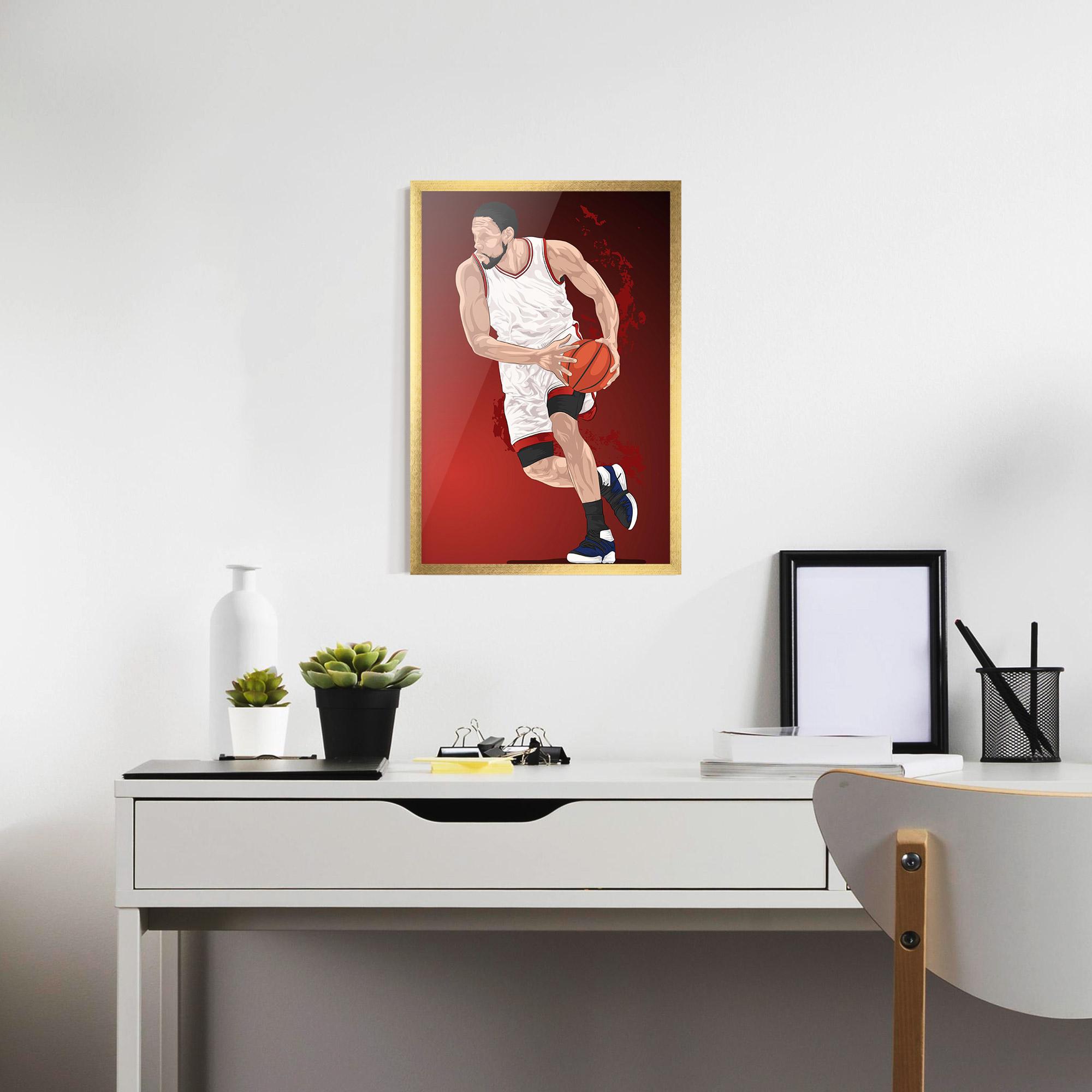 Keretezett Poszter Red Fire Basket mockup 7