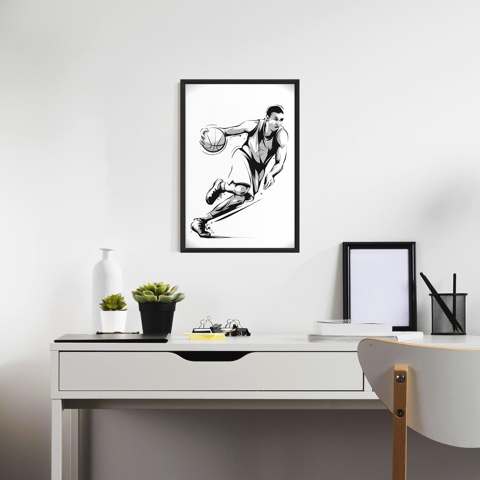 Keretezett Poszter Basketball Player Line mockup 7