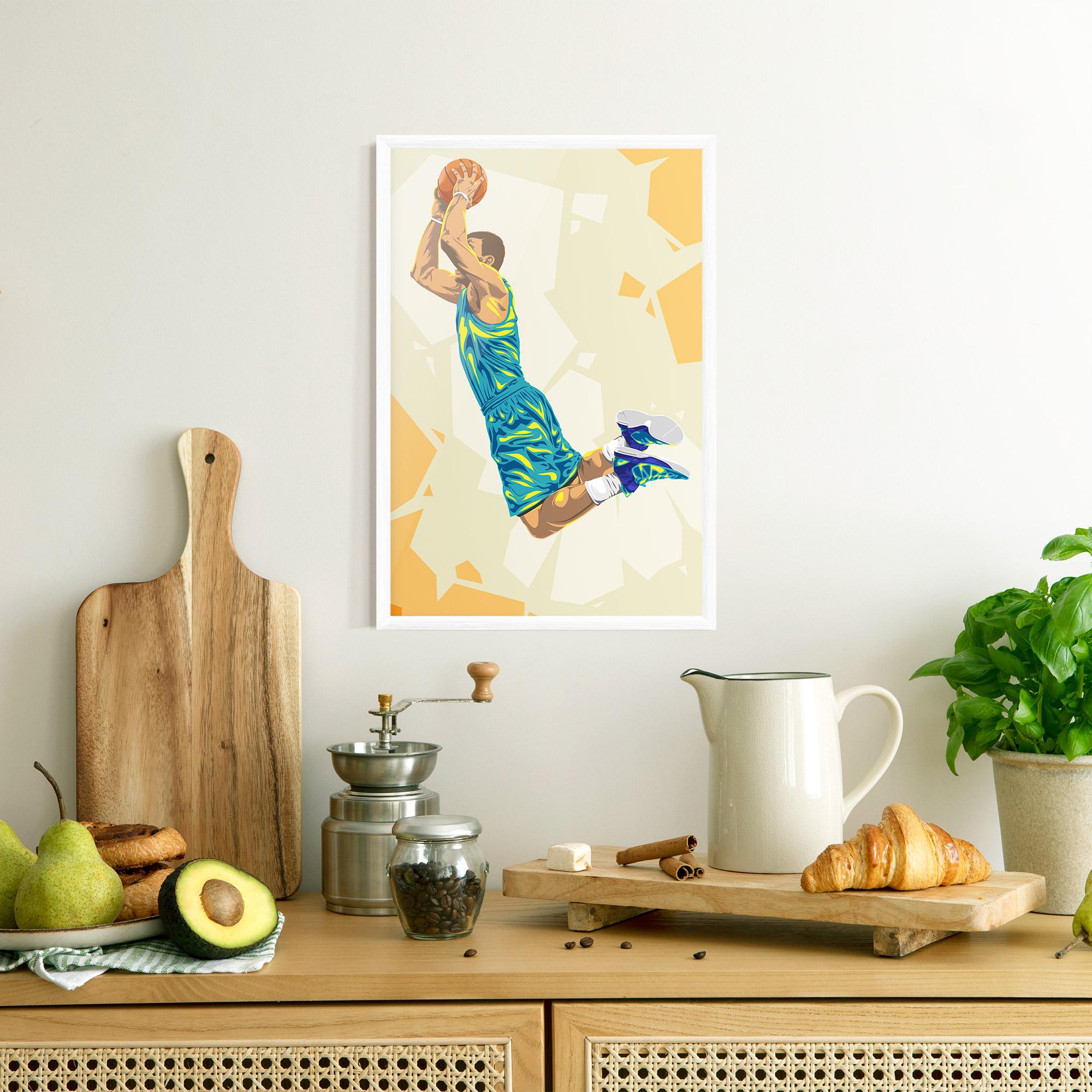 Keretezett Poszter Basketball Dunk Pose mockup 8