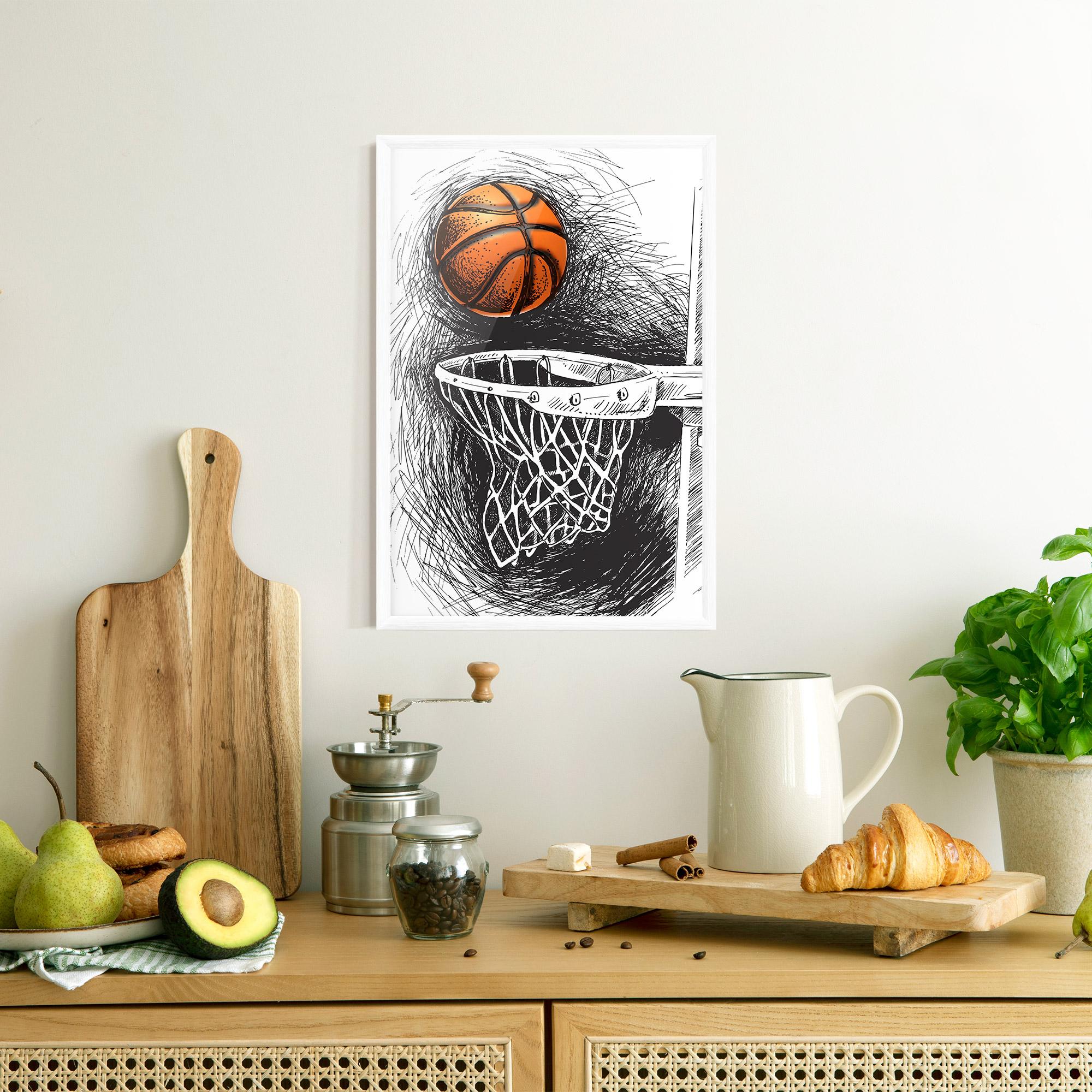 Keretezett Poszter Grey Line Basket mockup 8