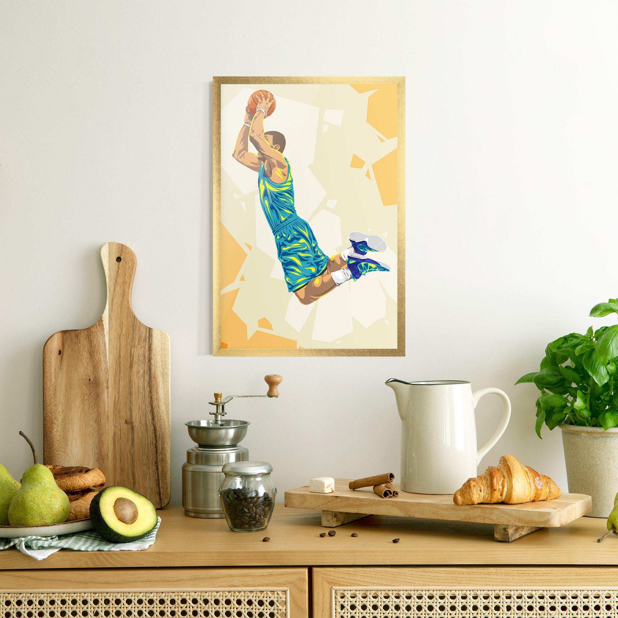 Keretezett Poszter Basketball Dunk Pose mockup 8