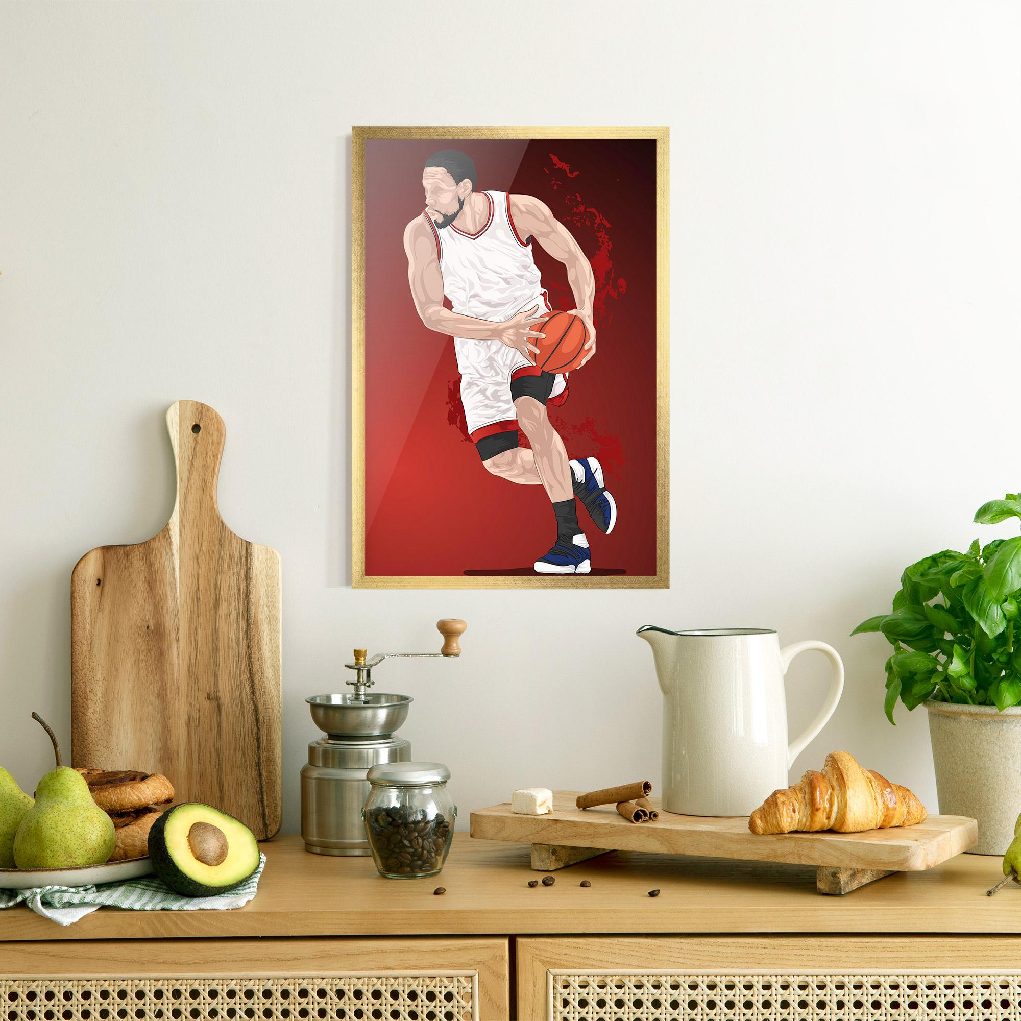 Keretezett Poszter Red Fire Basket mockup 8