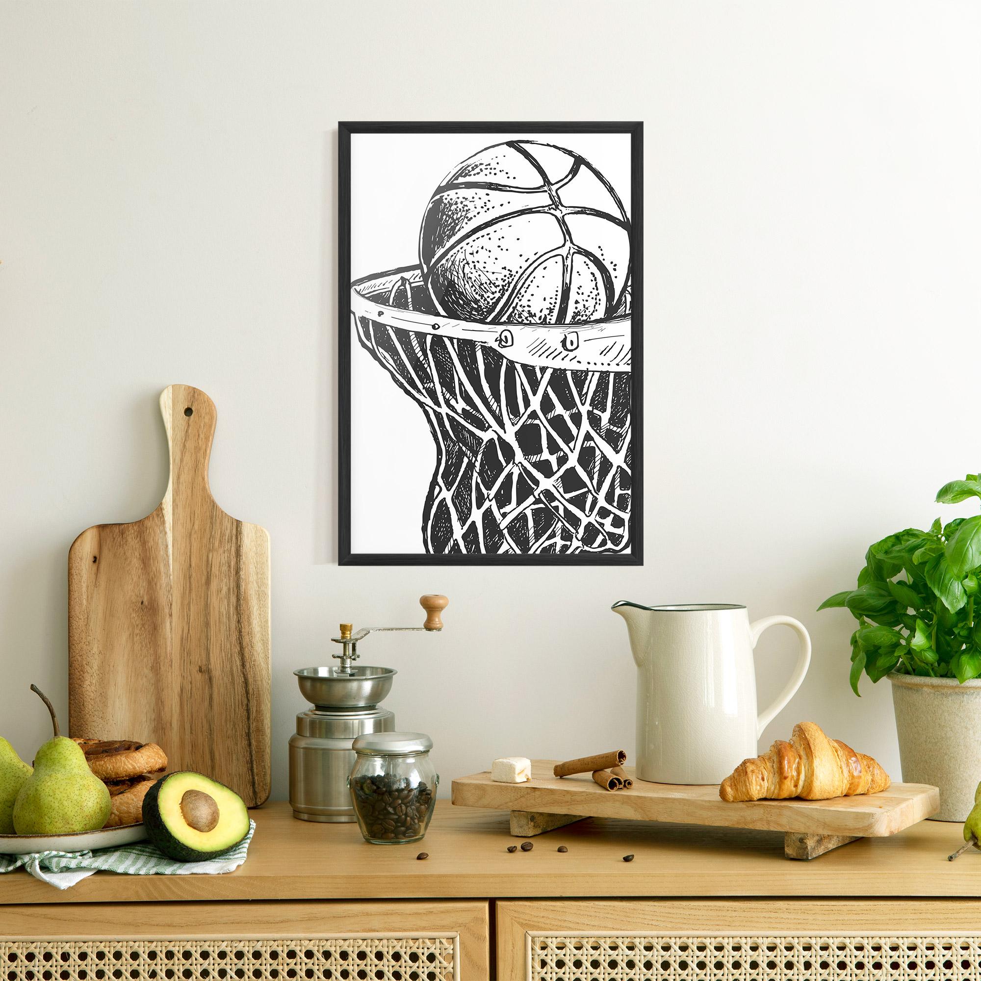 Keretezett Poszter Basketball Grey Hoop mockup 8