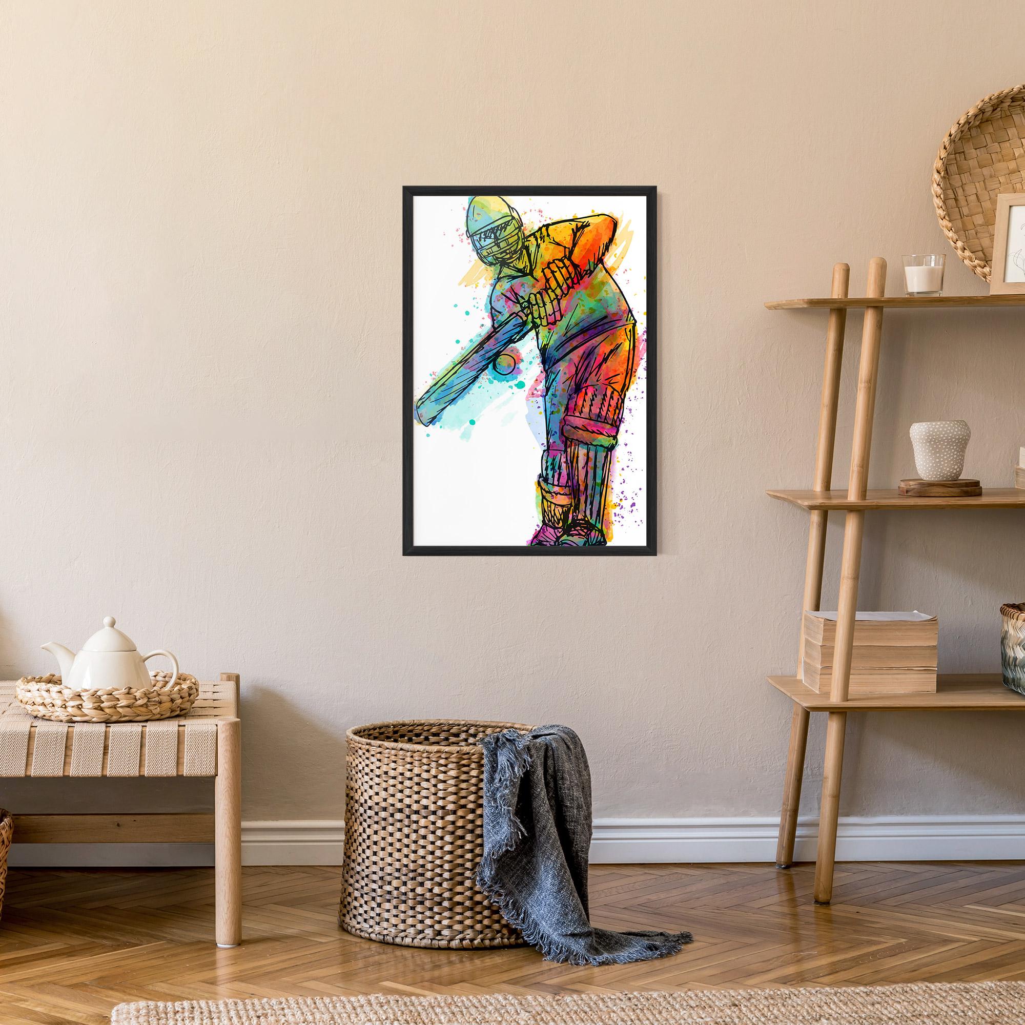 Keretezett Poszter Colorful Baseball Player mockup 9