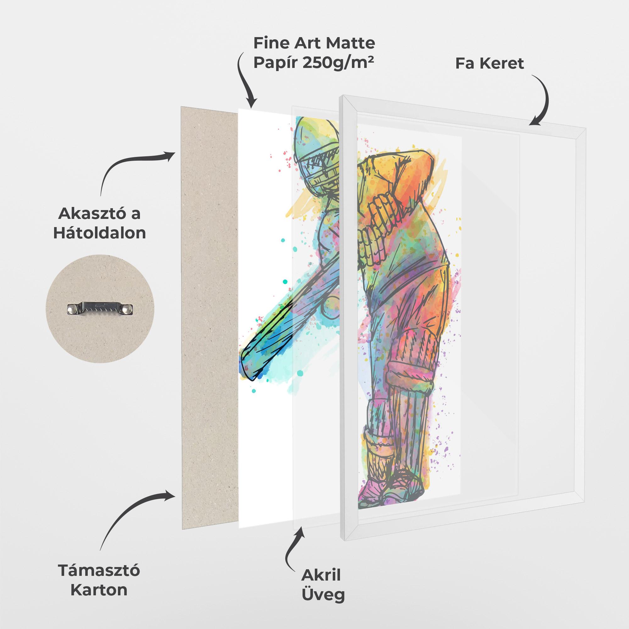 Keretezett Poszter Colorful Baseball Player mockup 1