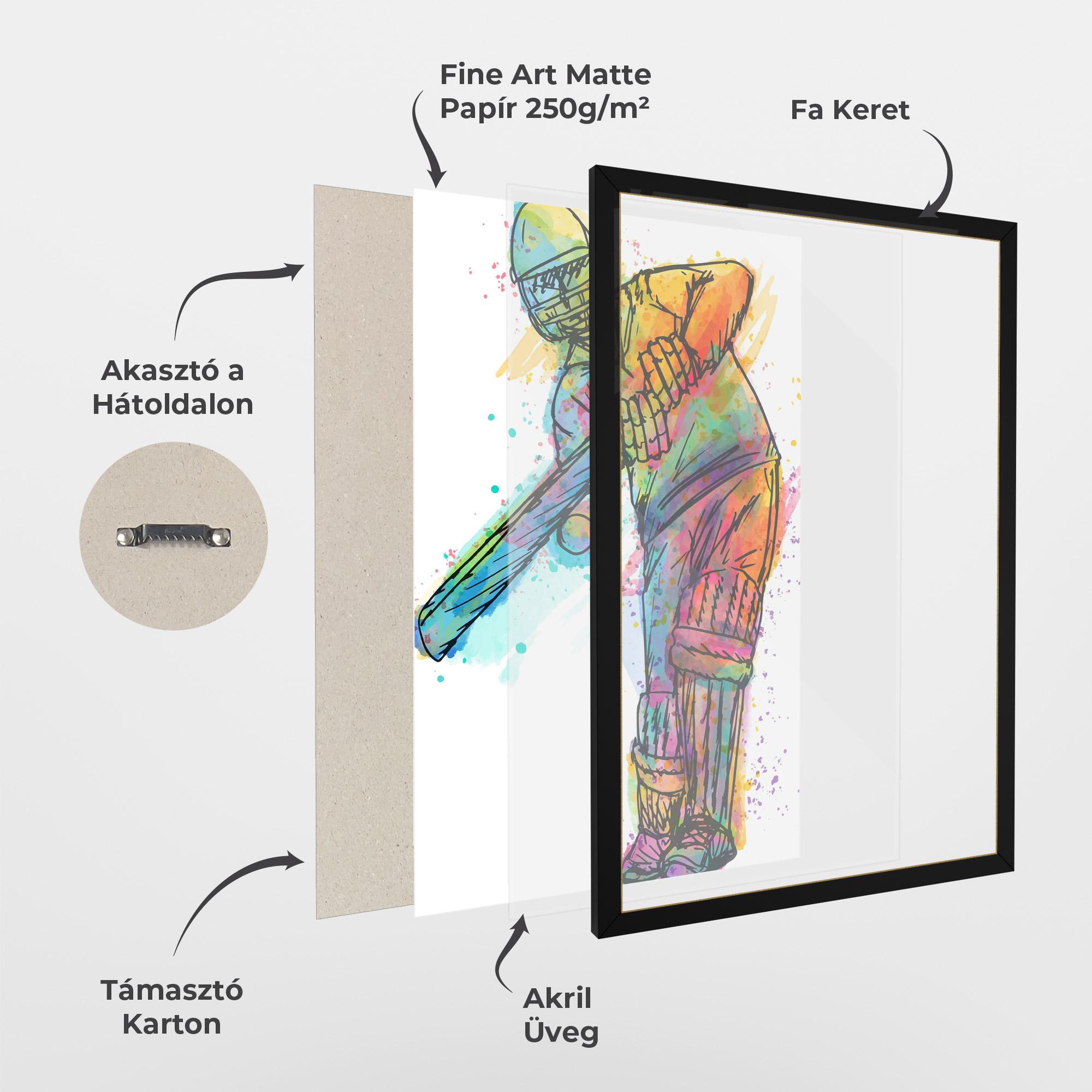 Keretezett Poszter Colorful Baseball Player mockup 1