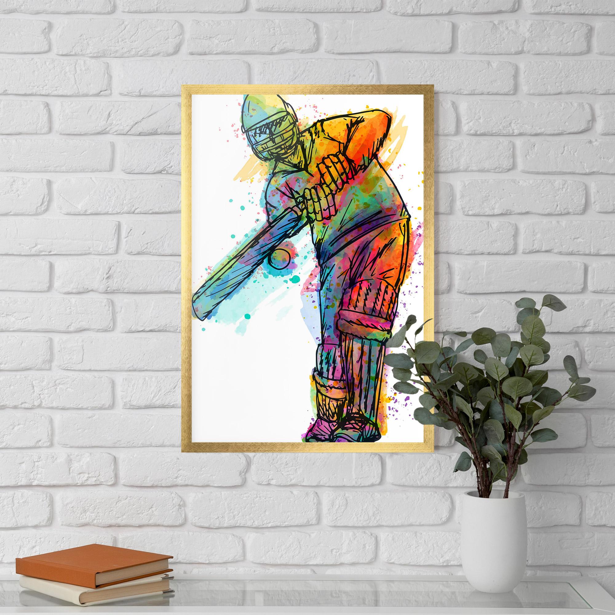 Keretezett Poszter Colorful Baseball Player mockup 5