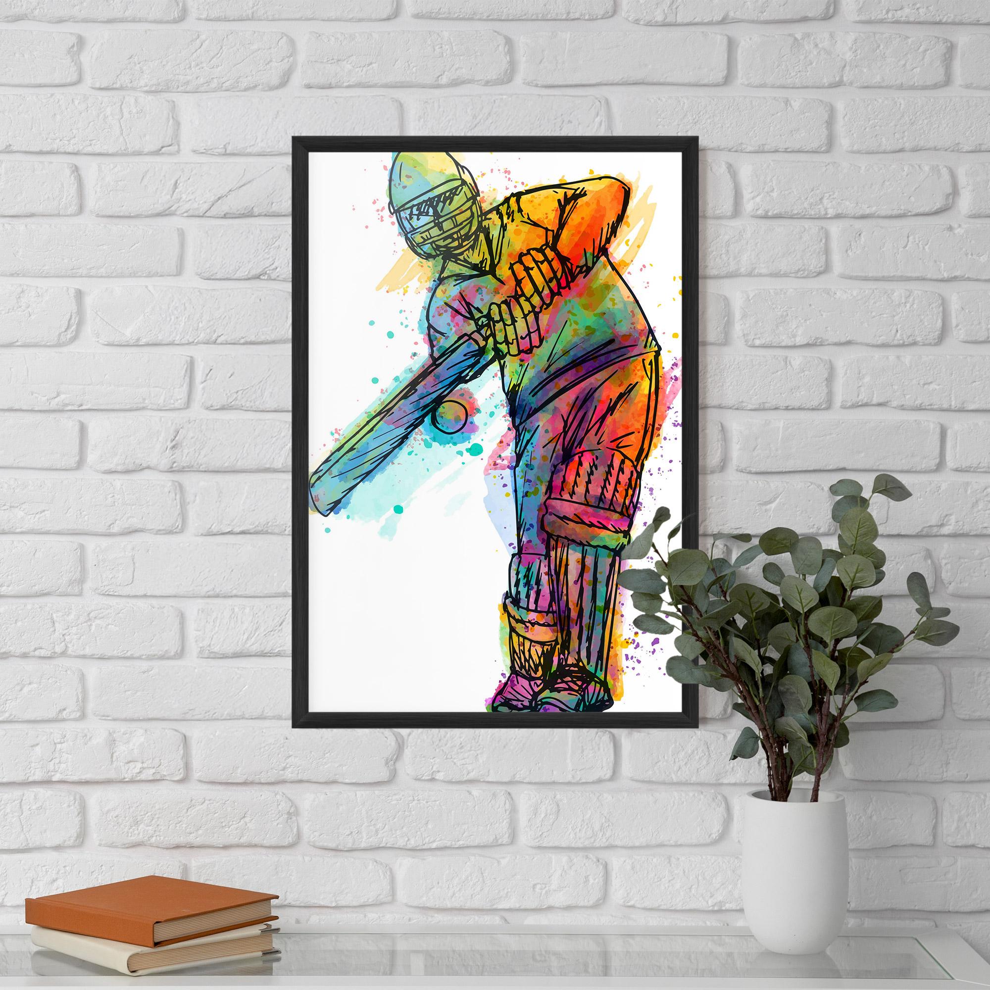 Keretezett Poszter Colorful Baseball Player mockup 5