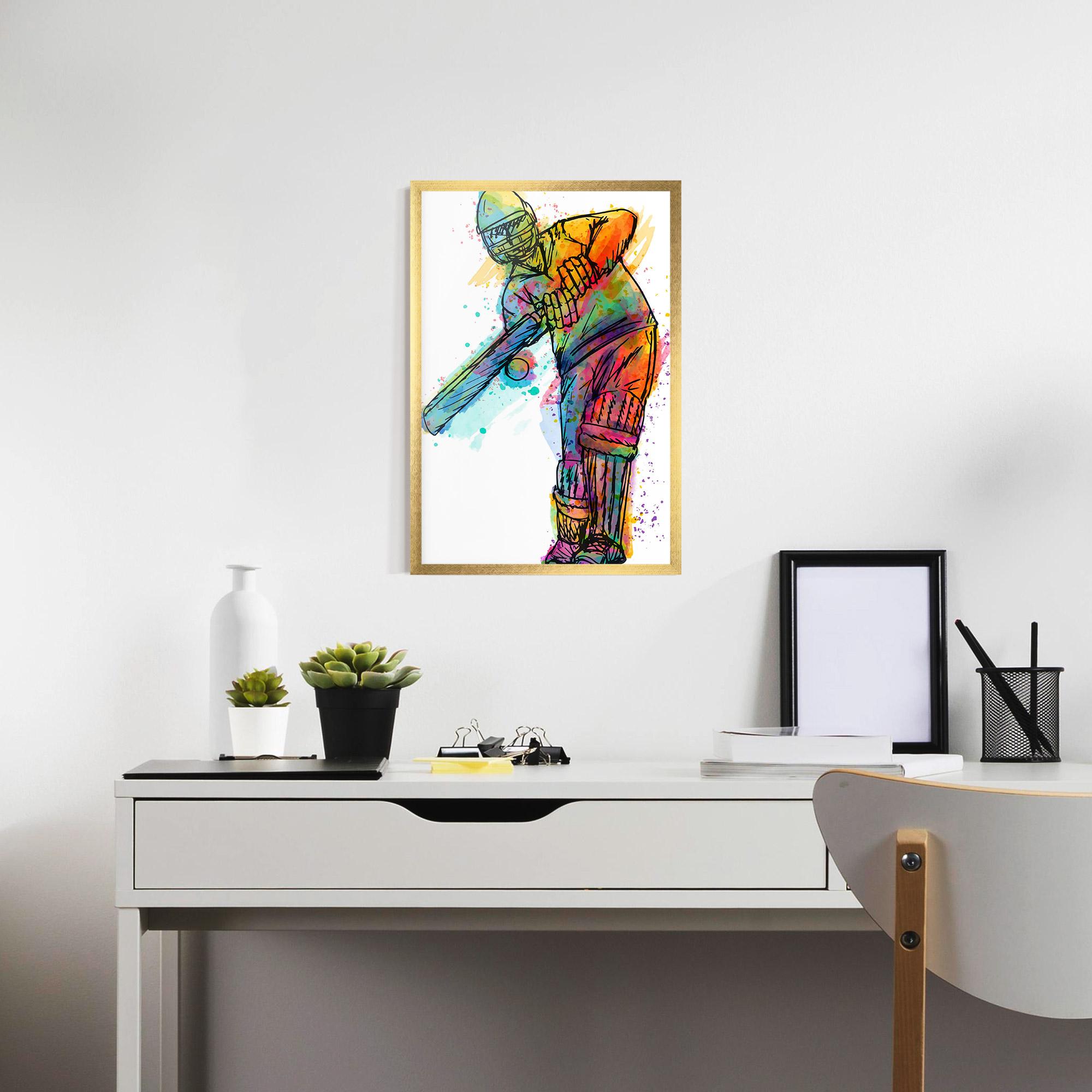 Keretezett Poszter Colorful Baseball Player mockup 7