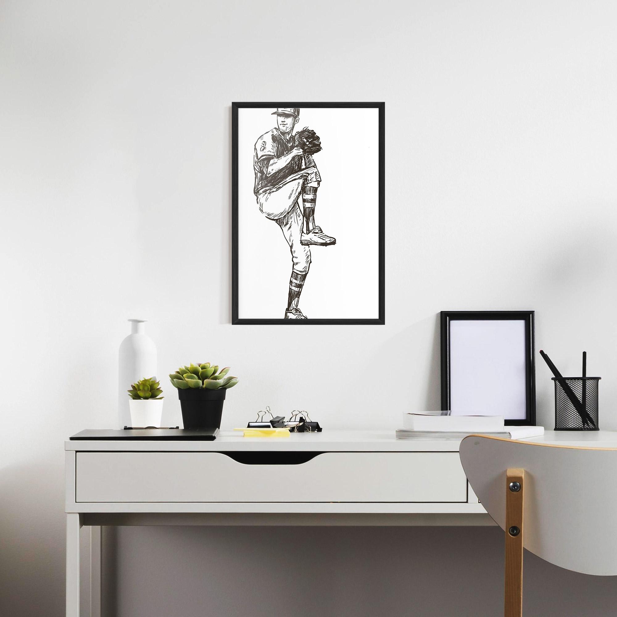 Keretezett Poszter Baseball Player Line mockup 7