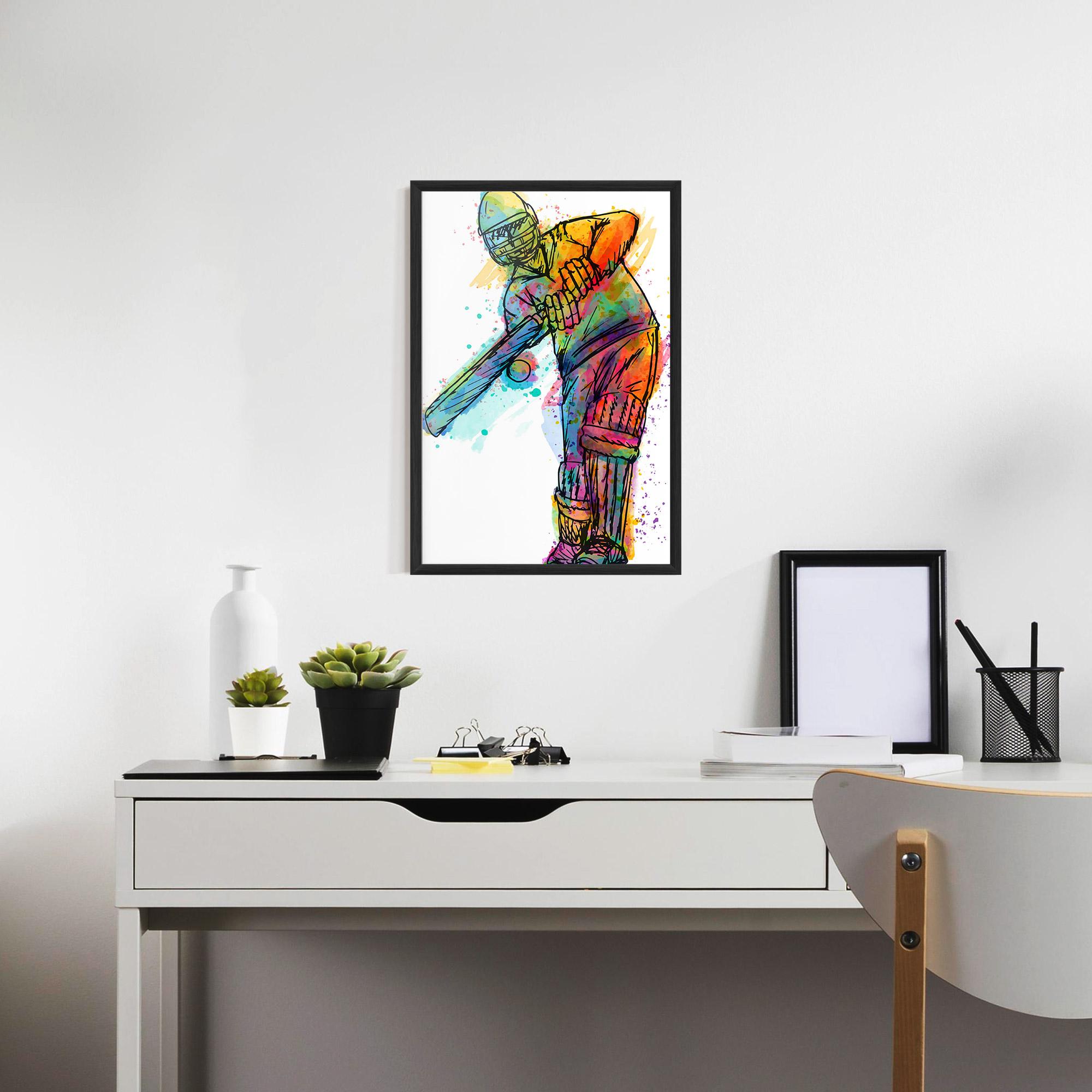 Keretezett Poszter Colorful Baseball Player mockup 7