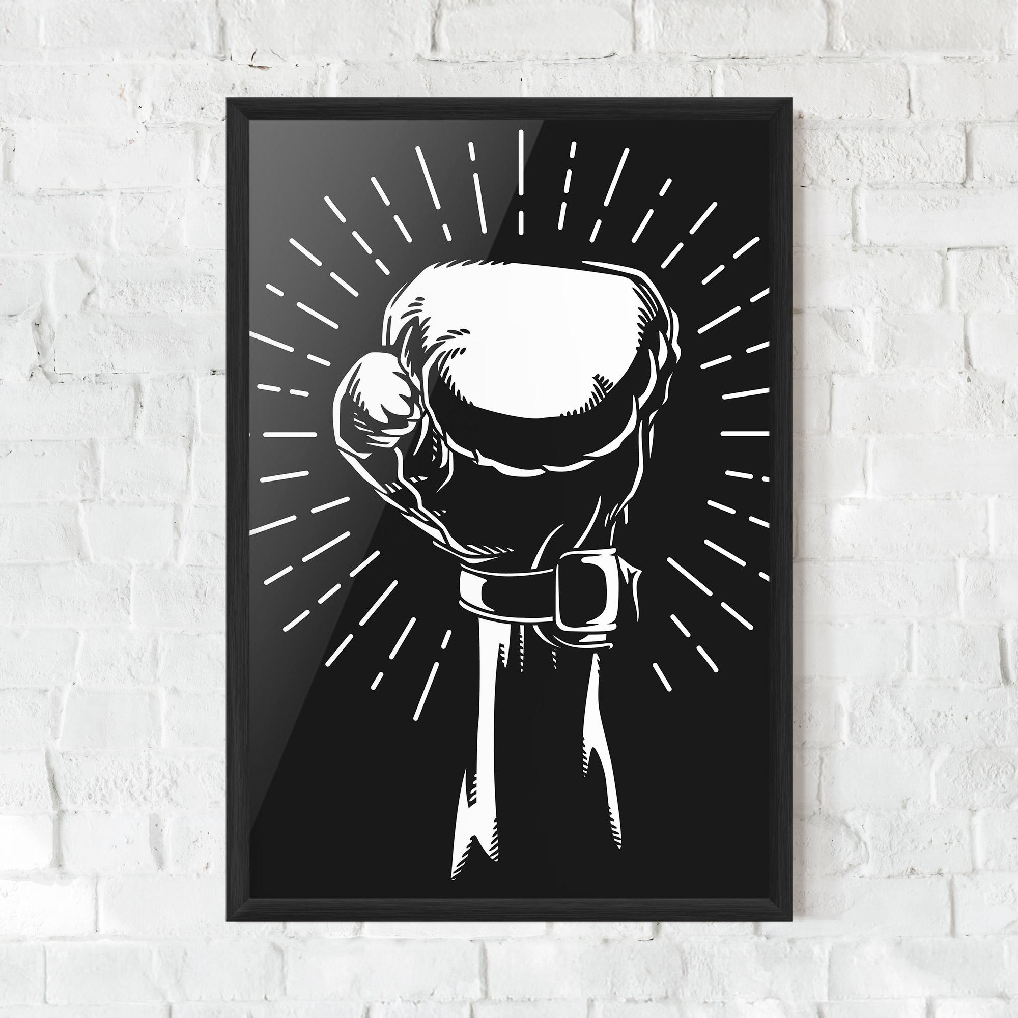 Keretezett Poszter Grey Hand Boxing mockup 0