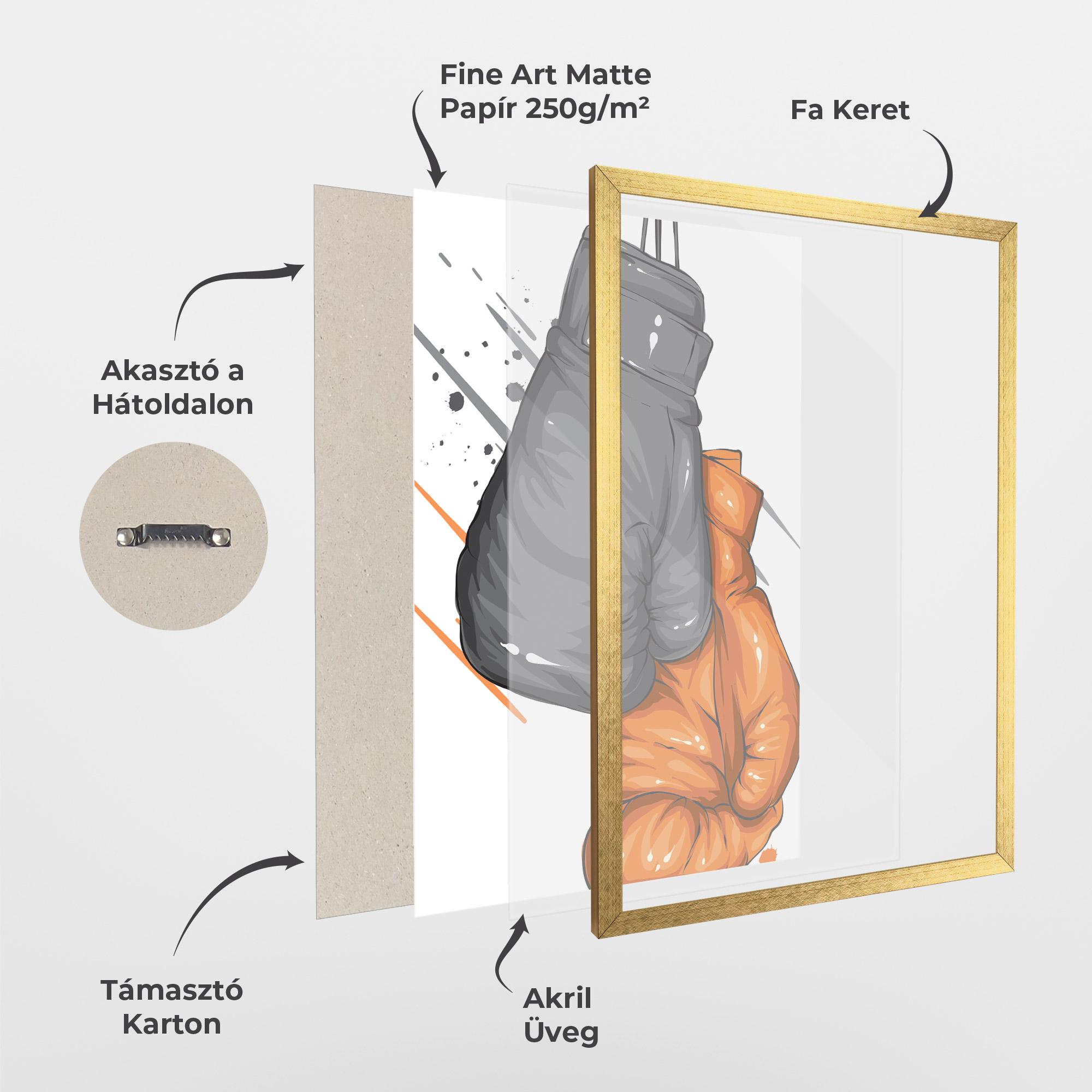 Keretezett Poszter Grey Orange Glove mockup 1