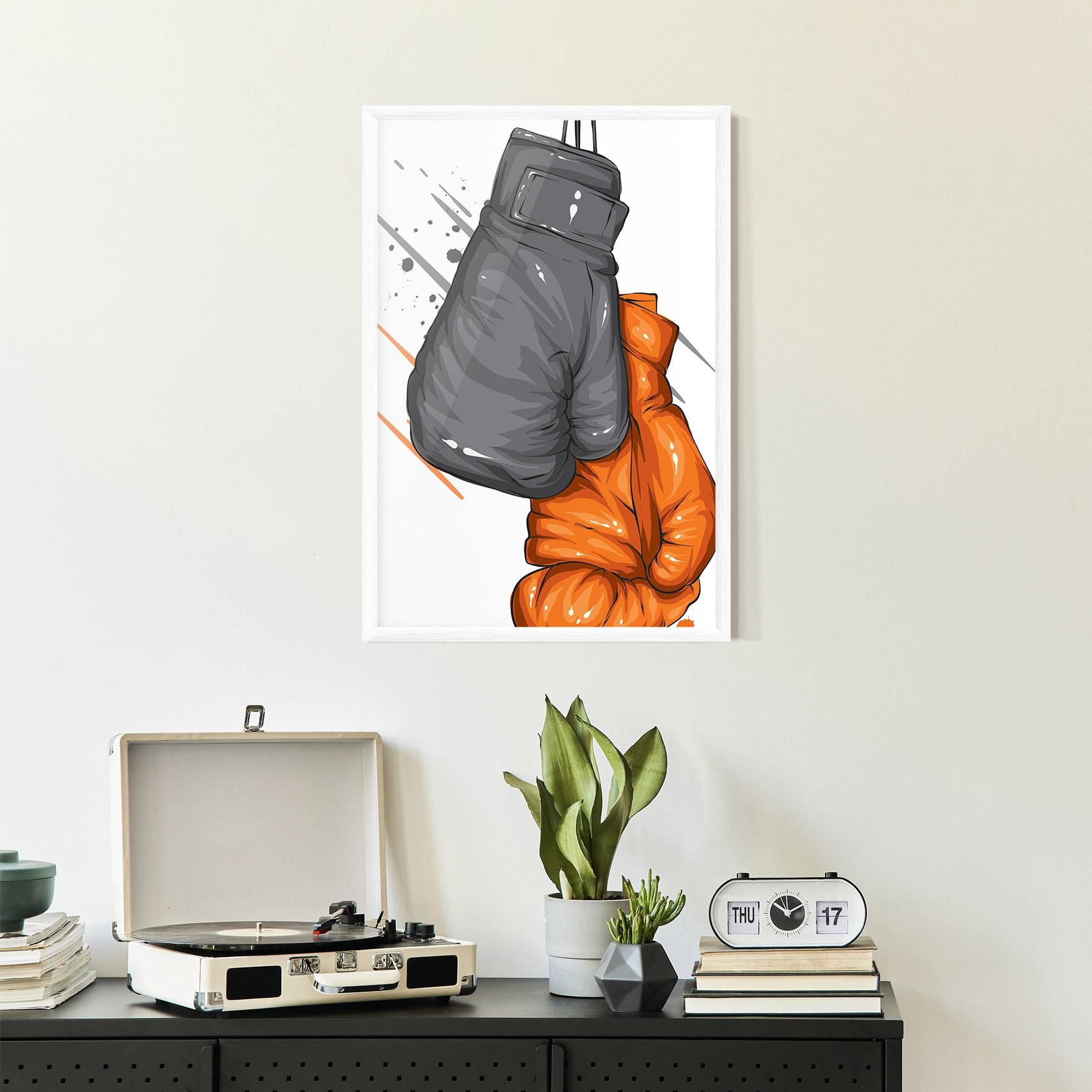 Keretezett Poszter Grey Orange Glove mockup 2
