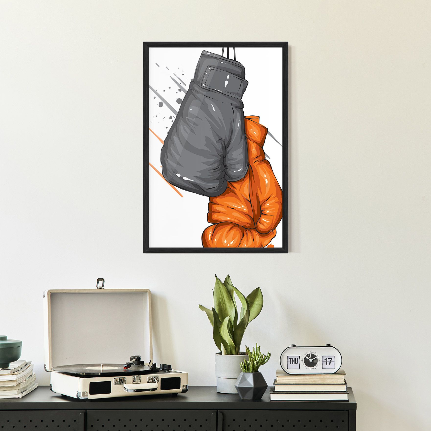 Grey Orange Glove mockup 2