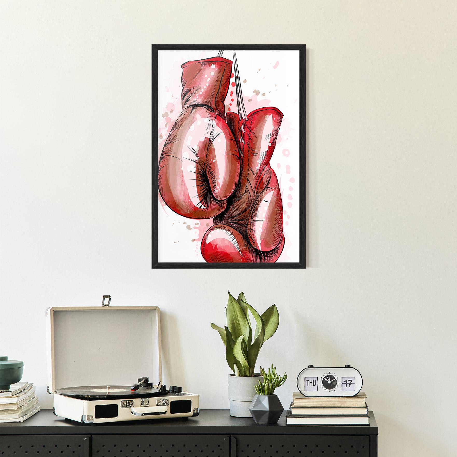 Keretezett Poszter Red Painted Gloves mockup 2