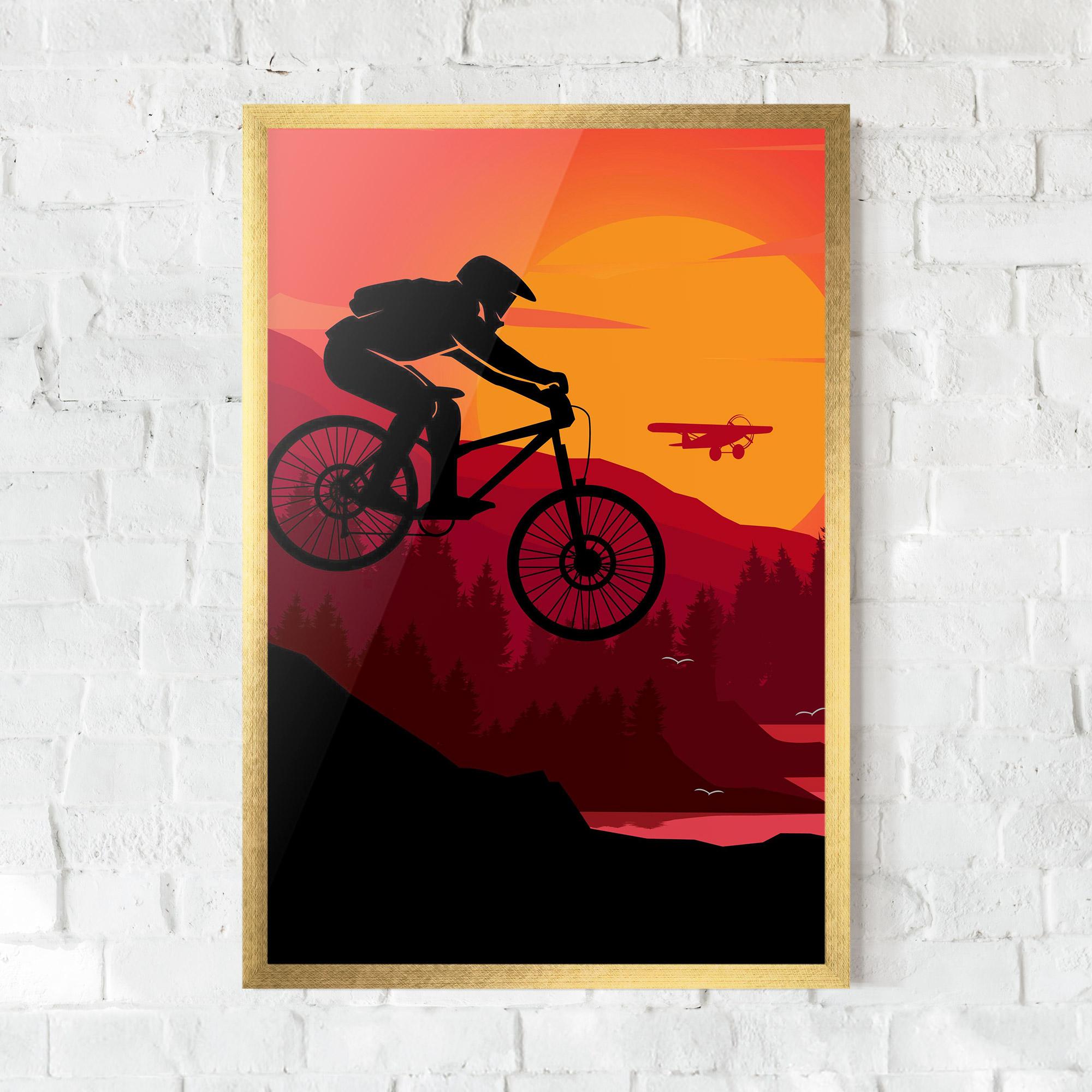 Keretezett Poszter Mountain Bike Sunset mockup 0