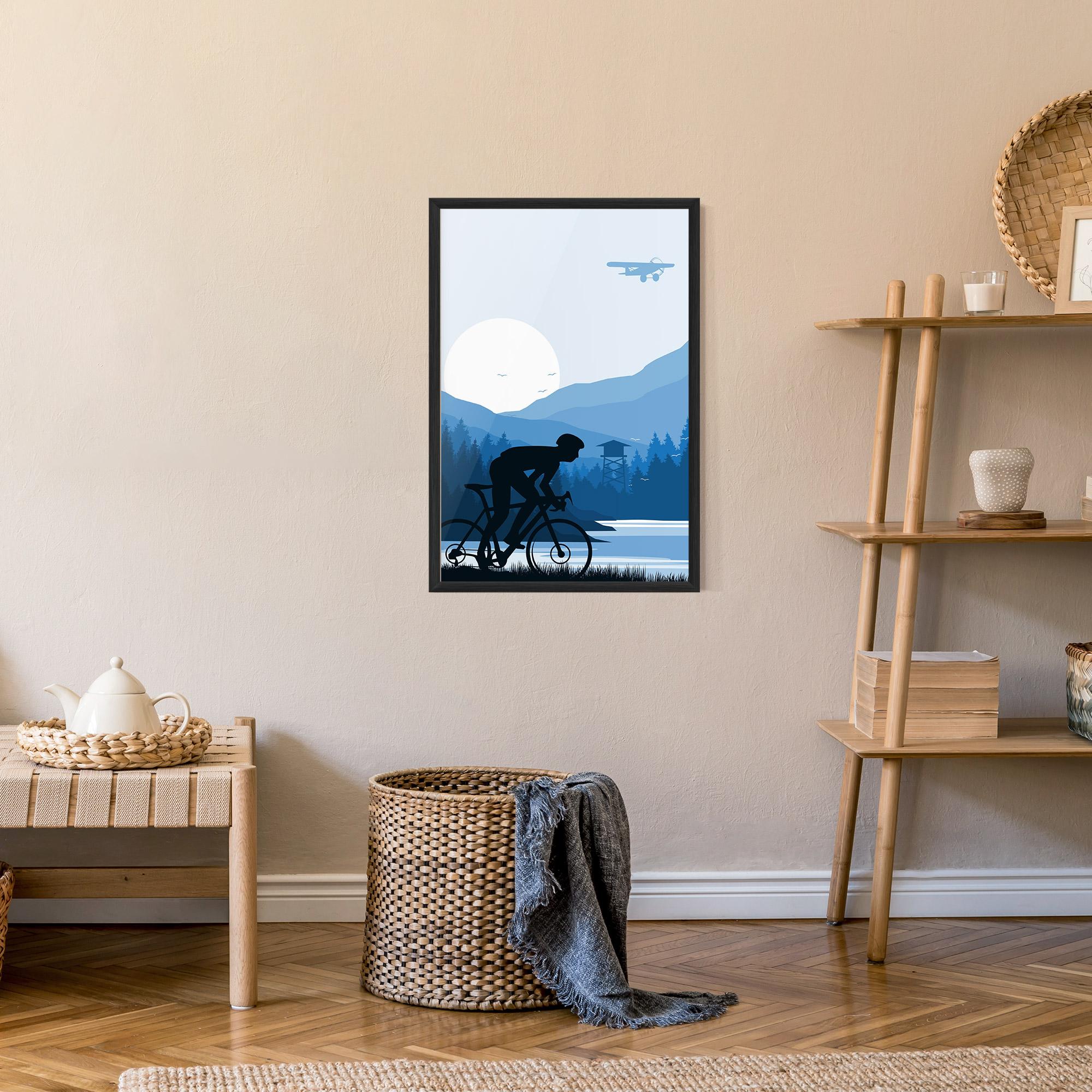 Keretezett Poszter Blue Light Bike mockup 9