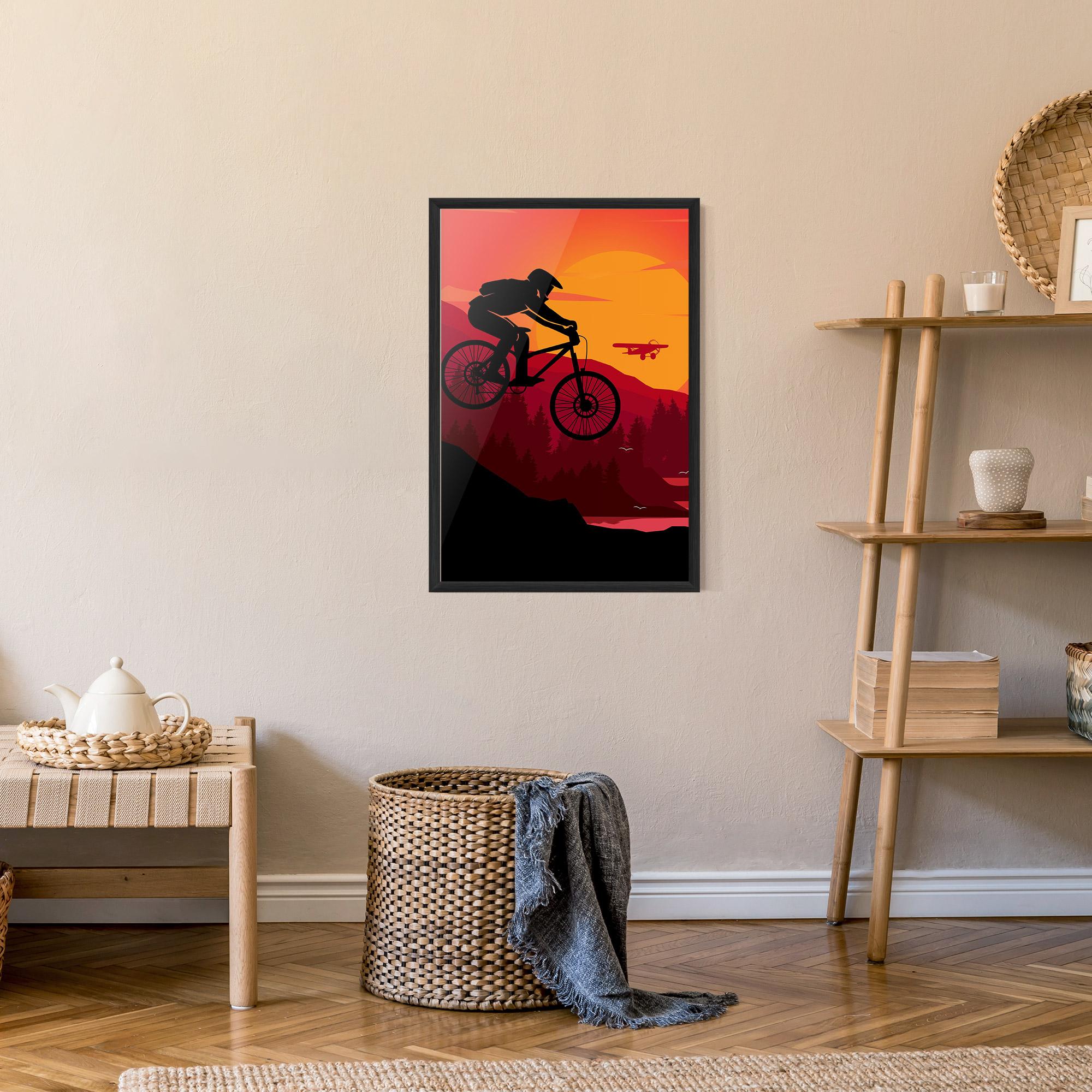 Keretezett Poszter Mountain Bike Sunset mockup 9