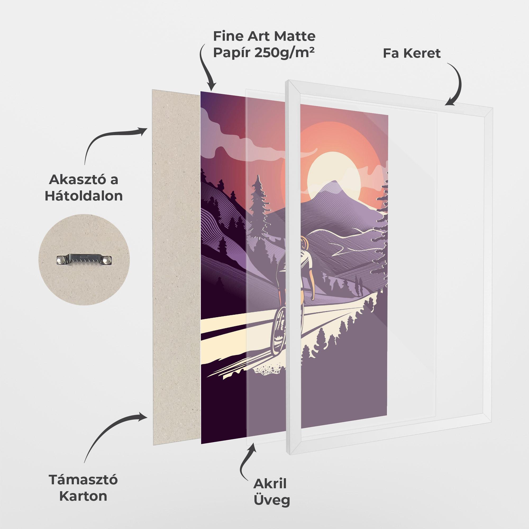 Keretezett Poszter Cycling Sunset mockup 1