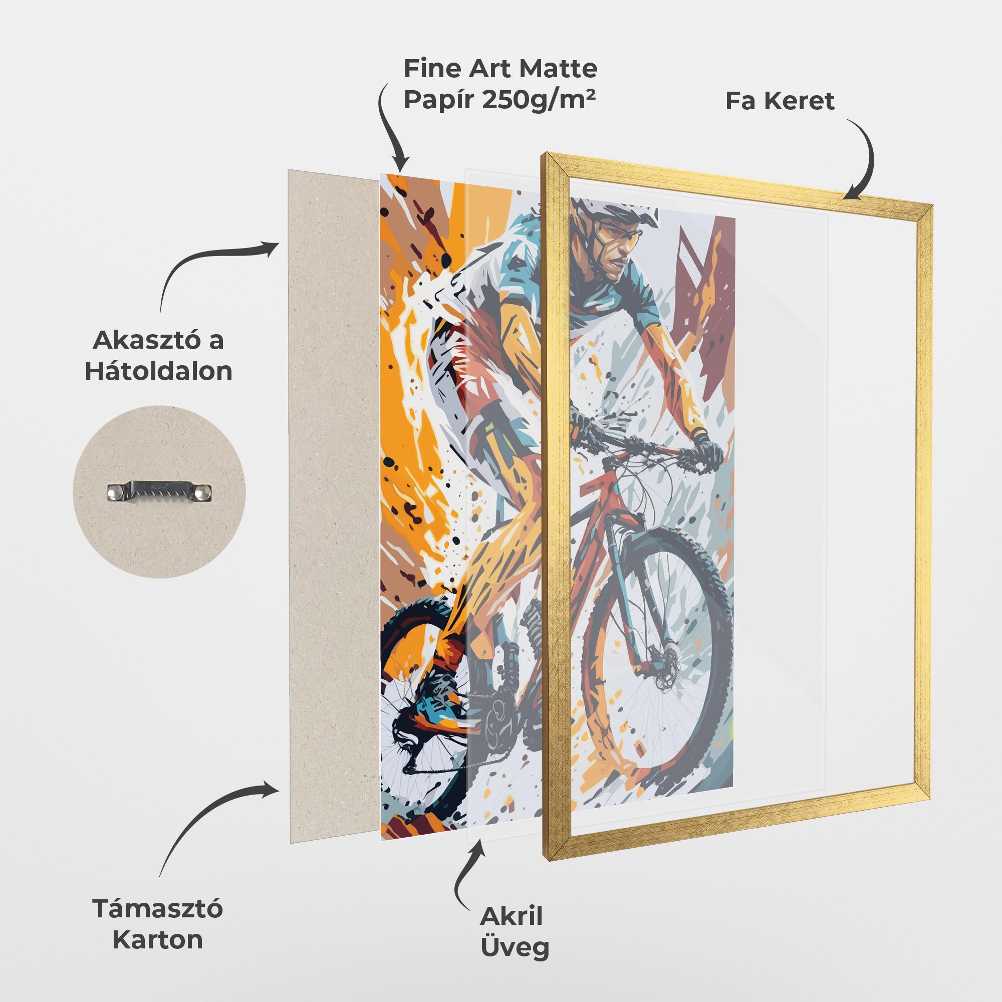 Keretezett Poszter Orange Bike Art mockup 1