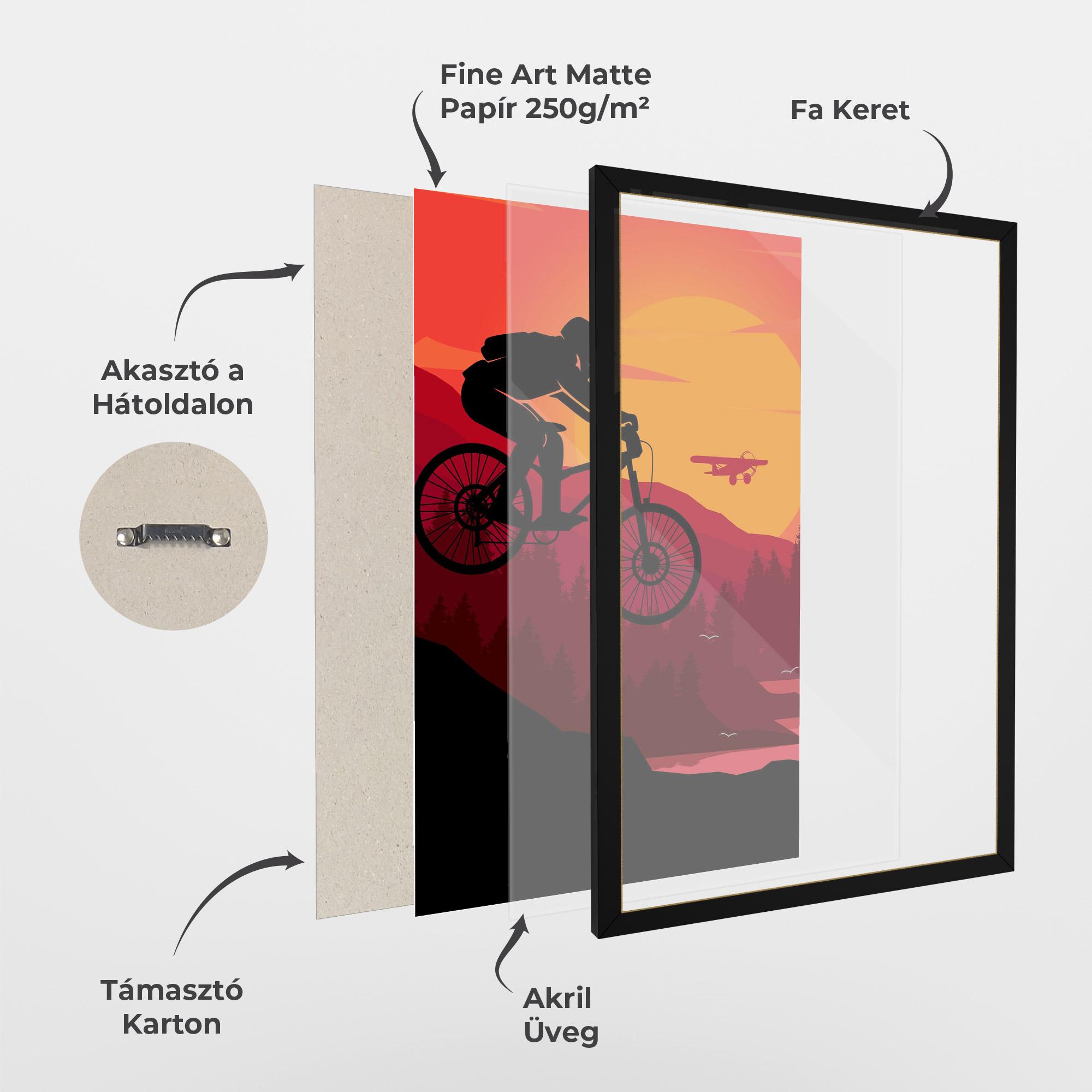 Keretezett Poszter Mountain Bike Sunset mockup 1