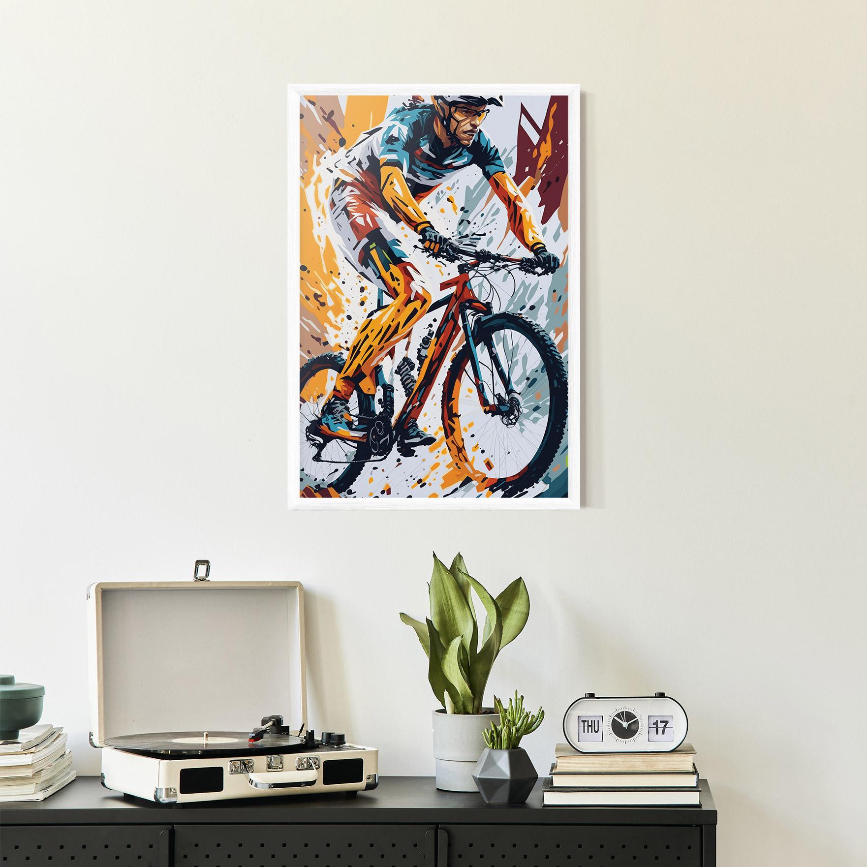 Keretezett Poszter Orange Bike Art mockup 2