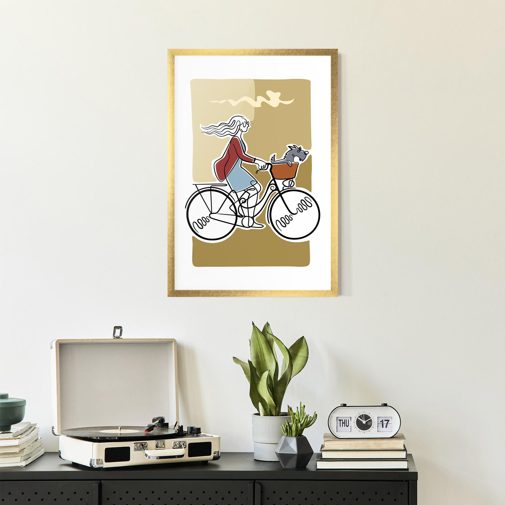Keretezett Poszter Dog On Bike mockup 2
